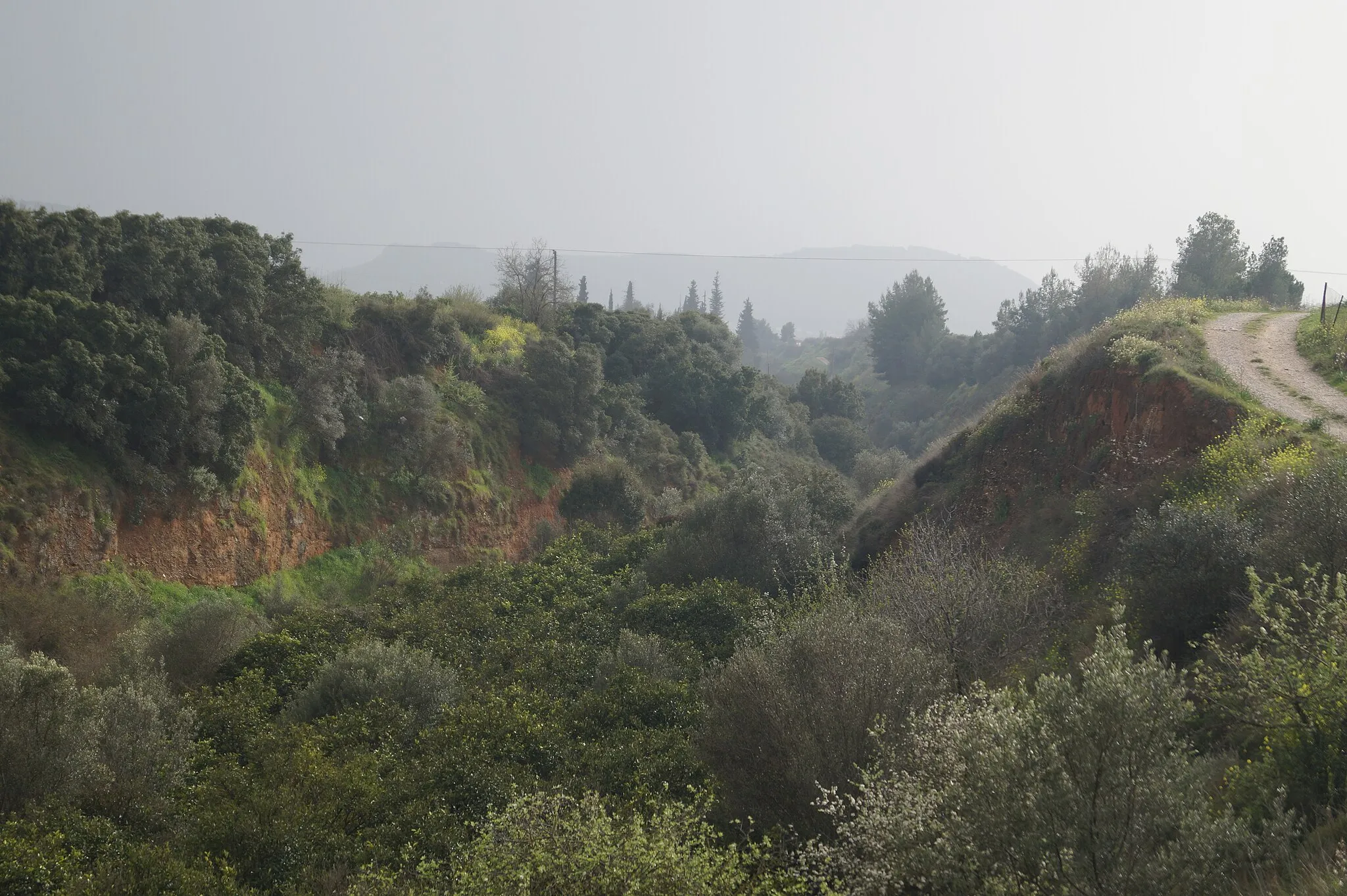 Photo showing: Agios Adrianos, Greece: Dam of Tiryns: The artifical channel which lead the stream to the south of Tiryns.