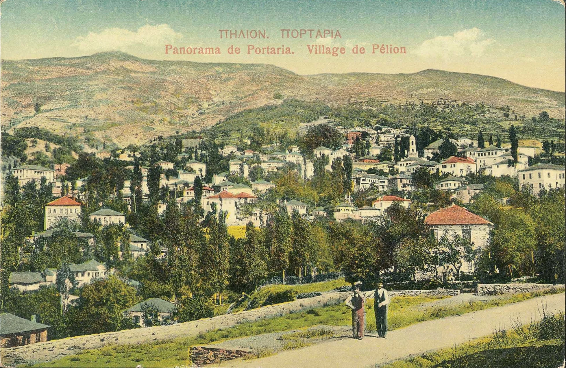 Photo showing: Portaria (Greece). Coloured b&w postcard No. 29 in the creator's numbering.