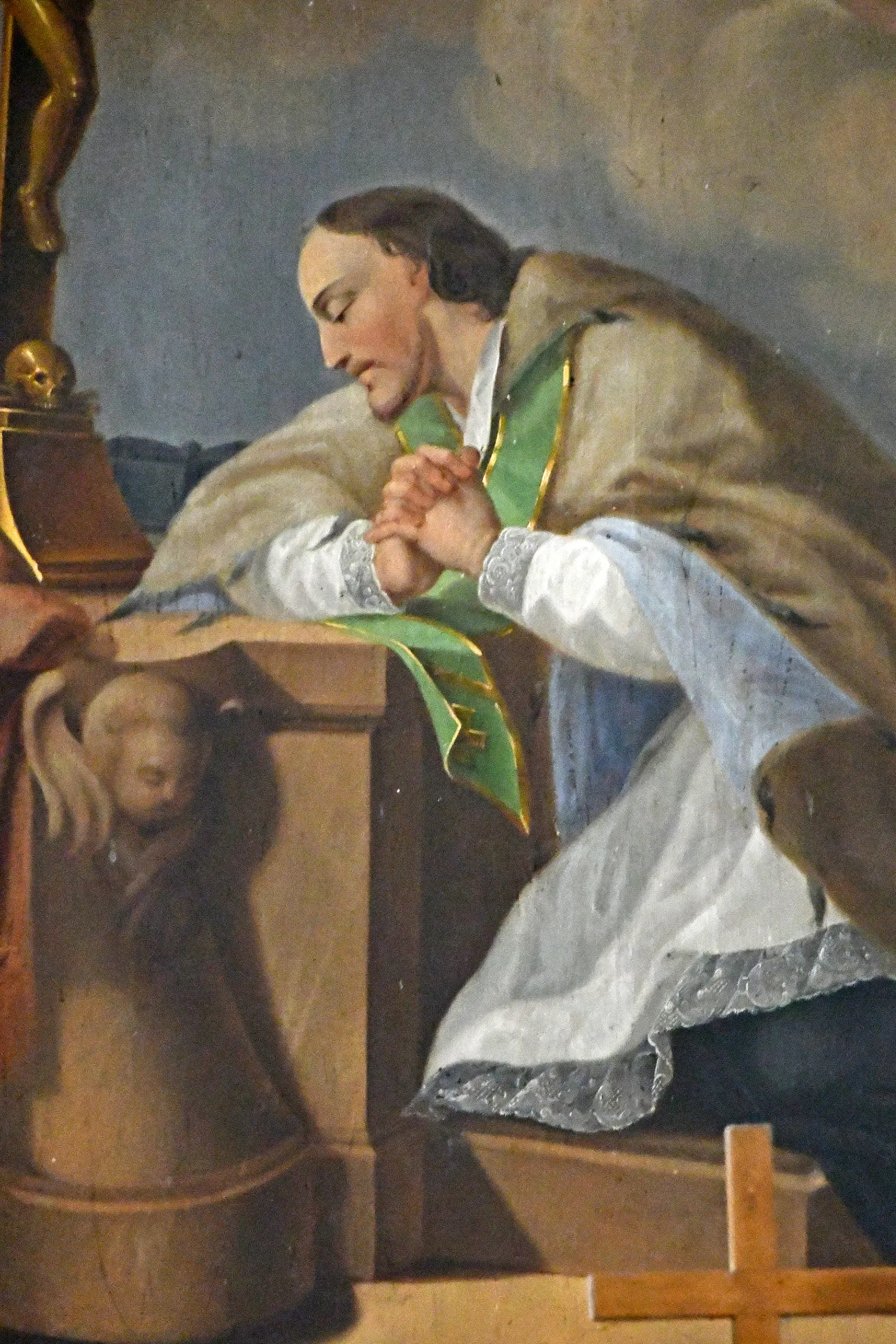 Photo showing: Painting of the praying Saint John of Nepomuk in the Roman Catholic church of Mezőhegyes