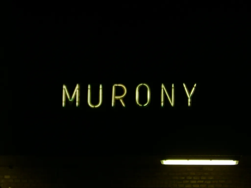 Photo showing: Neon sign of a hungarian railway station, Murony.