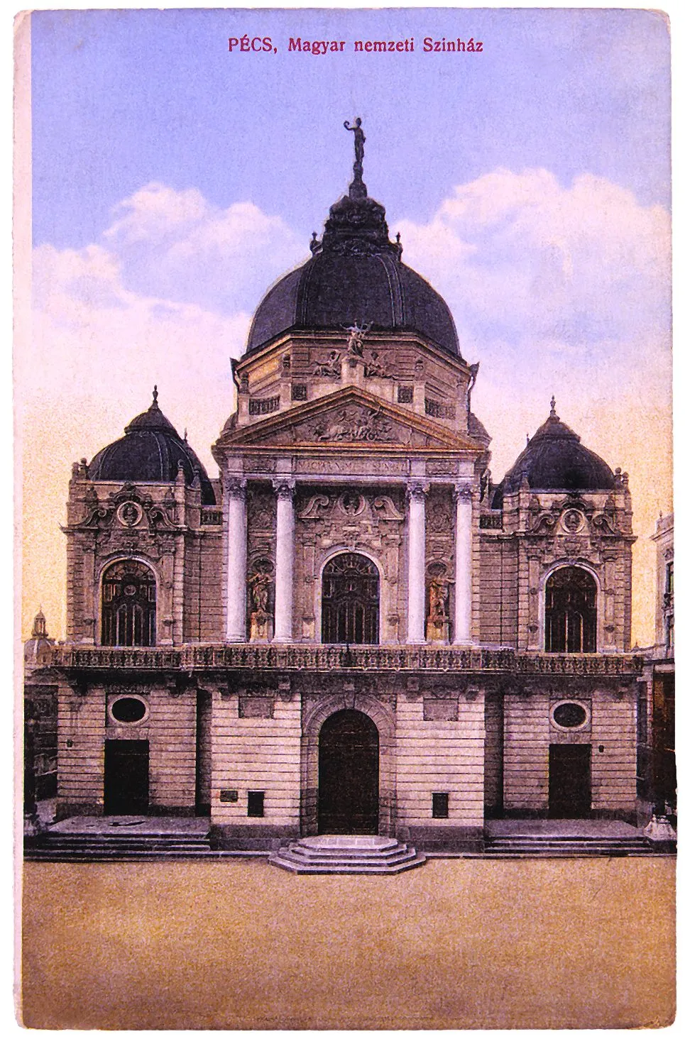 Photo showing: Pécs National Theater - postcard.