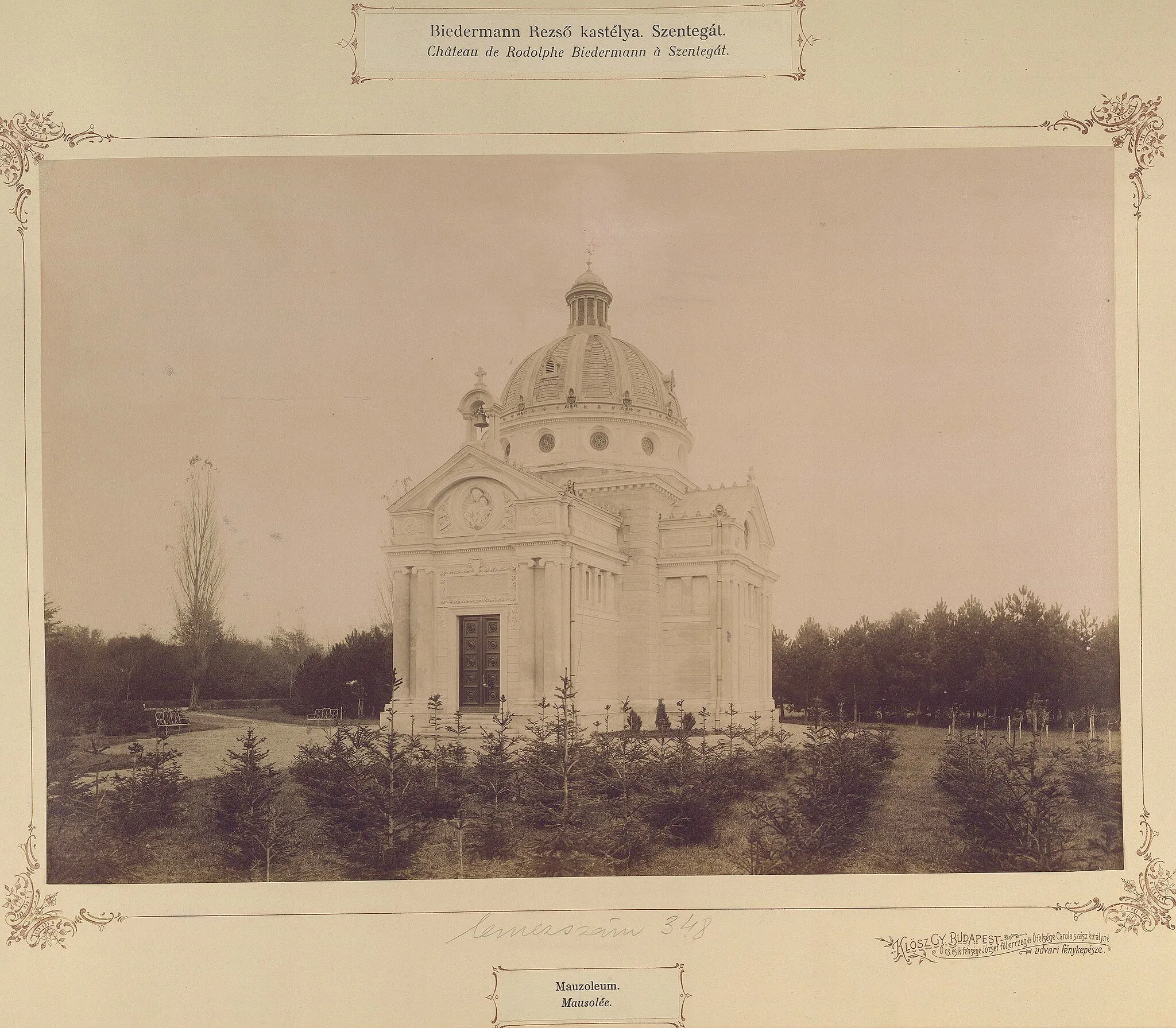 Photo showing: a Biedermann-család mauzóleuma. A felvétel 1895-1899 között készült. A kép forrását kérjük így adja meg: Fortepan / Budapest Főváros Levéltára. Levéltári jelzet: HU.BFL.XV.19.d.1.13.058