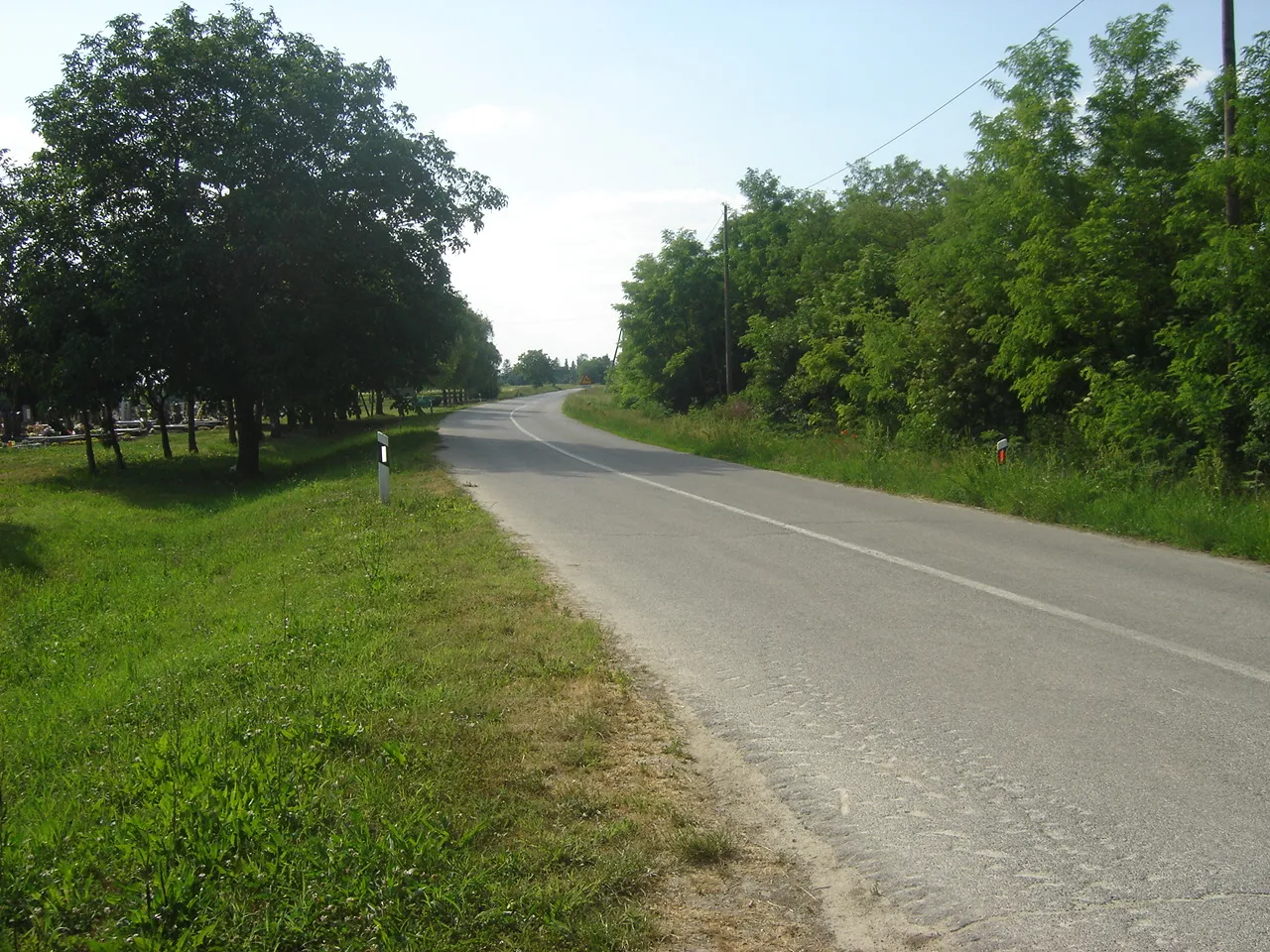 Photo showing: Državna cesta sh:D211 (sh:Baranja): smjer zapad; pogled od groblja u B. P. Selu prema graničnom prijelazu.