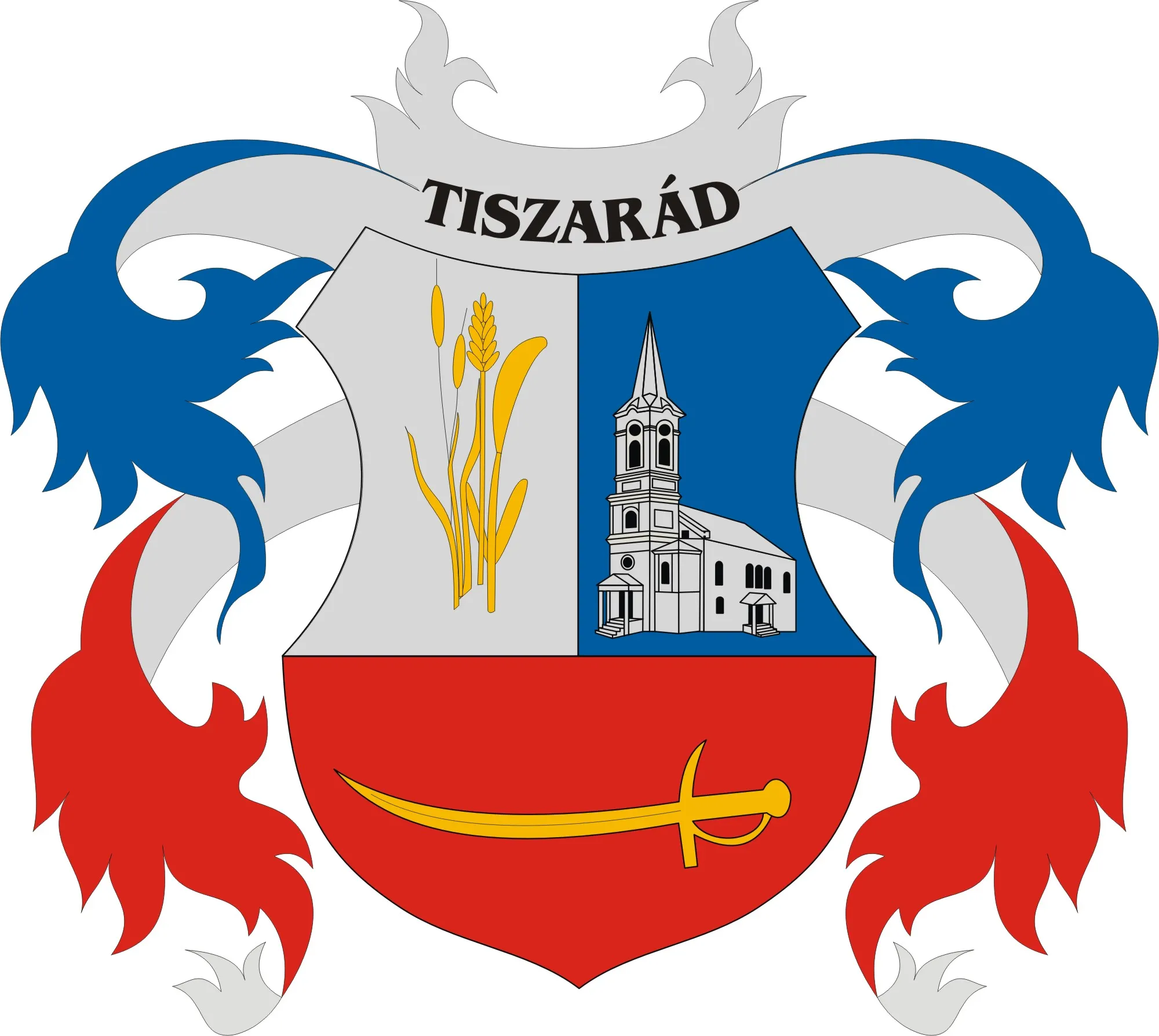 Photo showing: Coat of arms of Tiszarád, Hungary