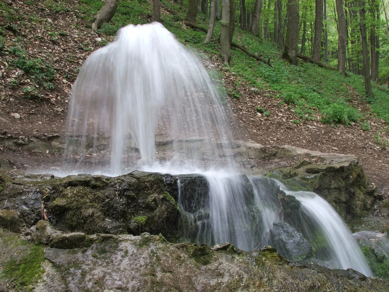 Photo showing: Vöröskő-forrás működésben (Bükk hegység)