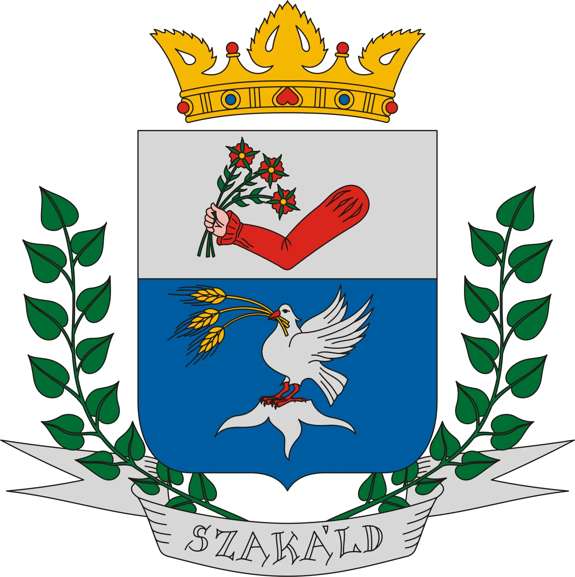 Photo showing: Coat of arms of Szakáld, Hungary