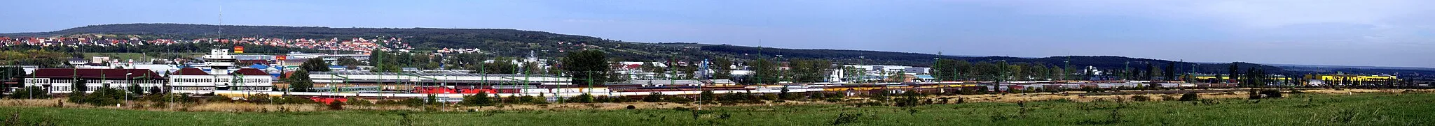 Photo showing: Freight station of GYSEV in Sopron (stitched from 6 photos).