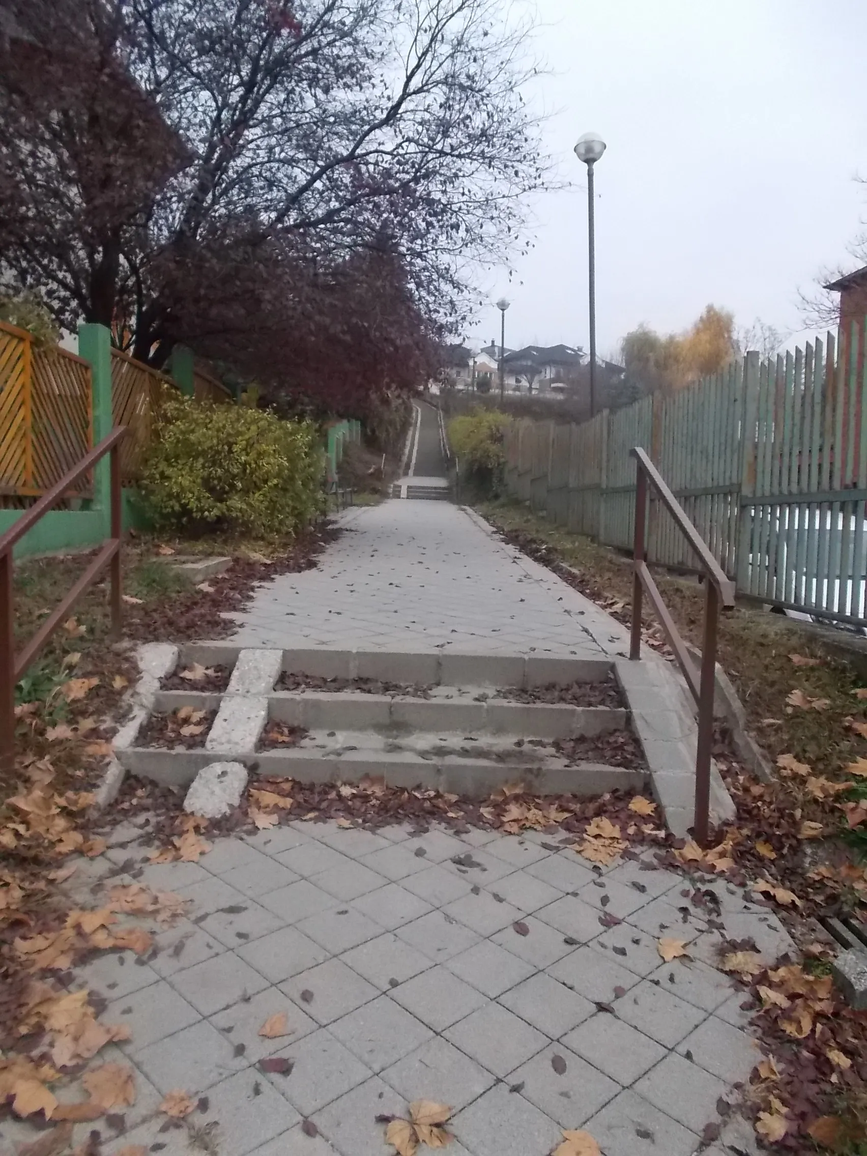 Photo showing: Koszorú Street stairs between Koszorú Street and Otthon Street, Budaörs, Pest County, Hungary.