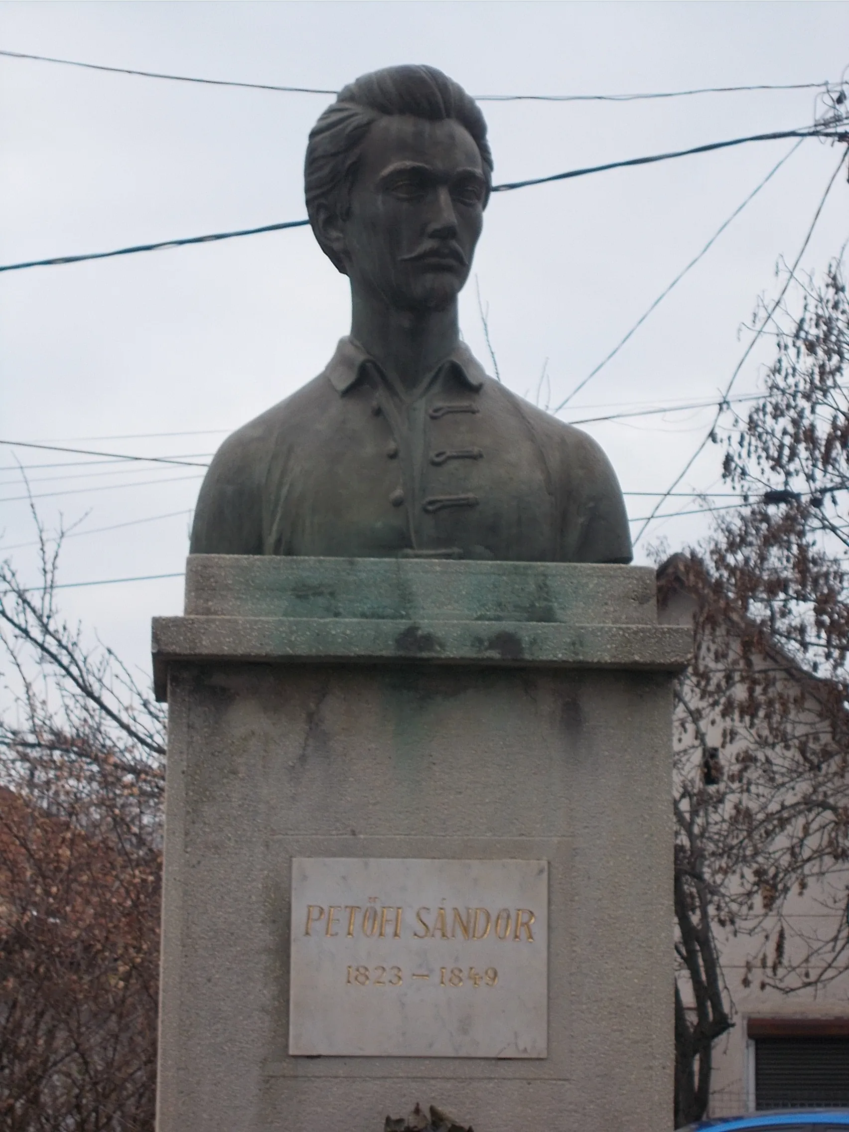 Photo showing: Sándor Petőfi by Dezső Győri (1948 bronze bust). Local grade listed - in a Park at the beginning of Fő Road (Road 3111), between Wodiáner Street and Bajcsy Zsilinszky Street, limit of City centre neighbourhood, Maglód, Pest County, Hungary.