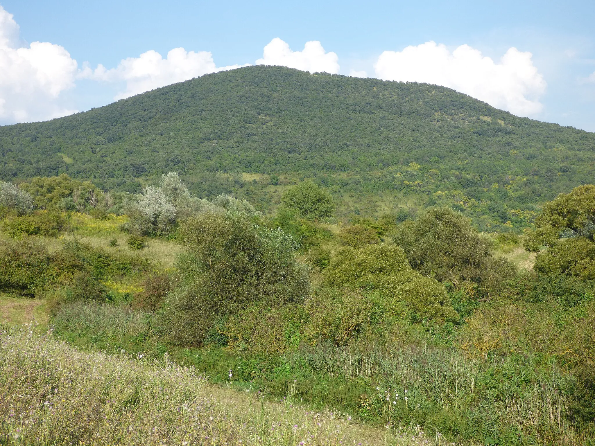 Photo showing: A Ziribár-hegy a Határréti-víztározó gátjáról nézve