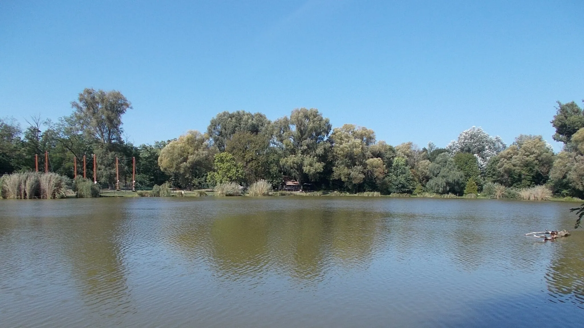 Photo showing: : Nagy Lake (Somlyó Lake, Fót Lake) looking to NW - close to Hársfa Street, Fótfürdő neighbourhood, Fót, Pest County, Hungary.