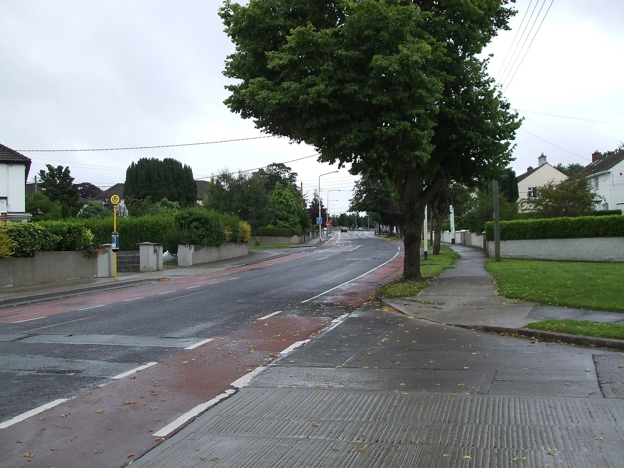 Photo showing: View facing south along the R825 road in Goatstown in Dublin in Ireland, at its intersection with Farmhill Park (right).
