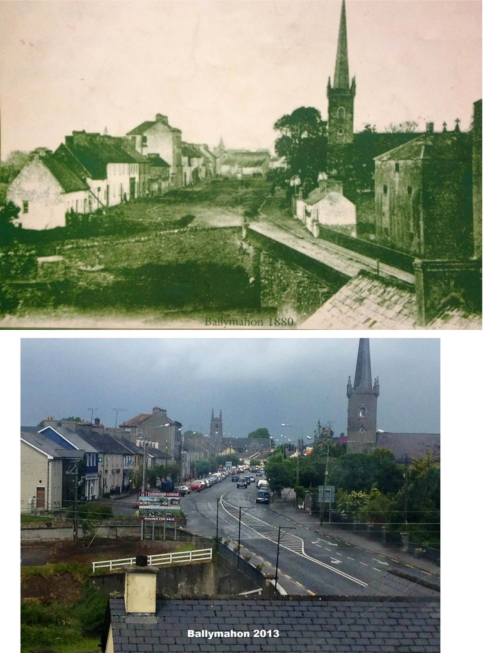 Photo showing: Ballymahon 1880 and 2013