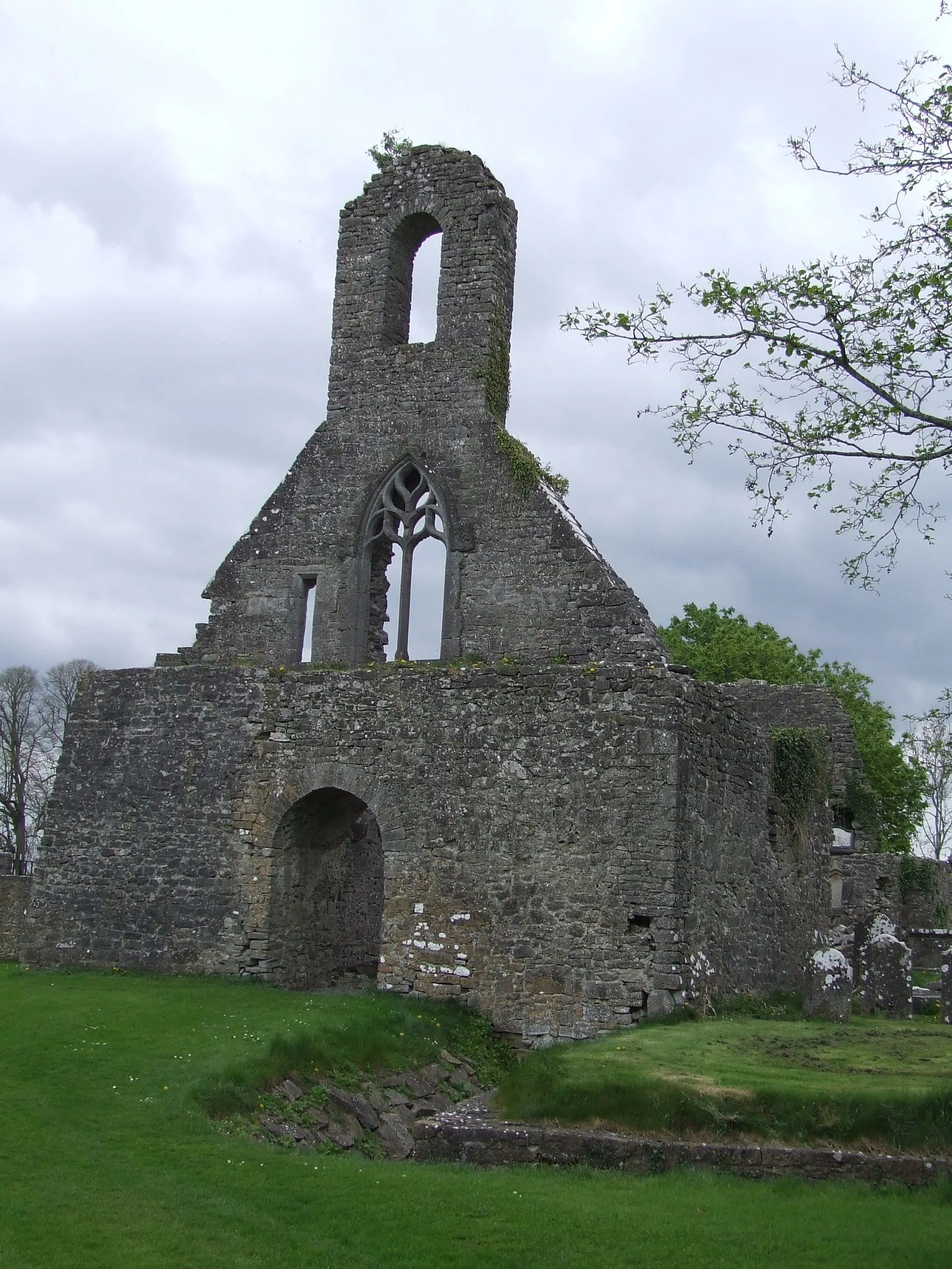 Photo showing: The west entrance of the "Big Church" or "Abbey" churuch of the eponymous town of Templemore, located in the present Town Park.