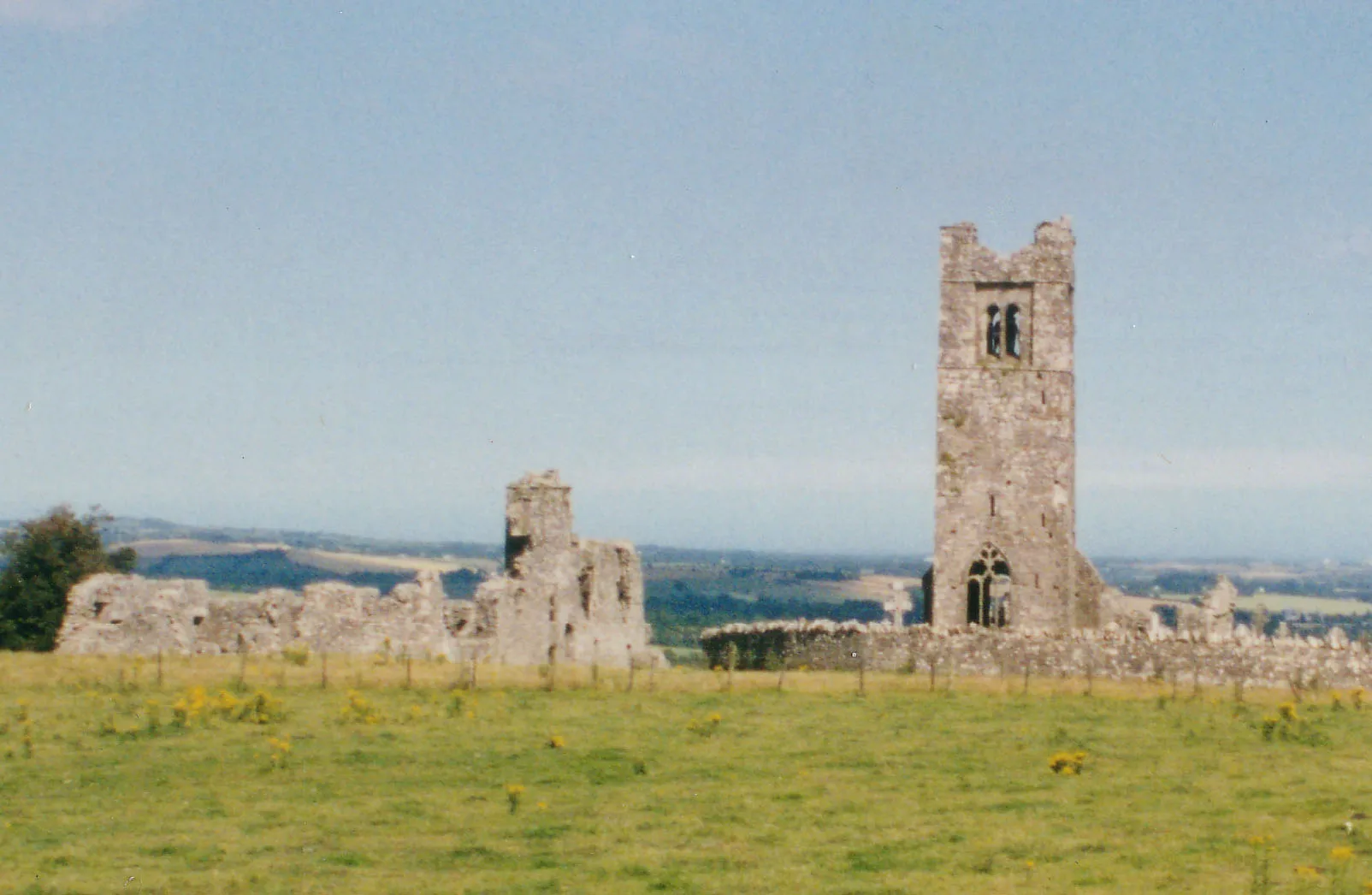 Photo showing: Ruins of the friary church and collage on the Hill of Slane near Slane in Ireland.