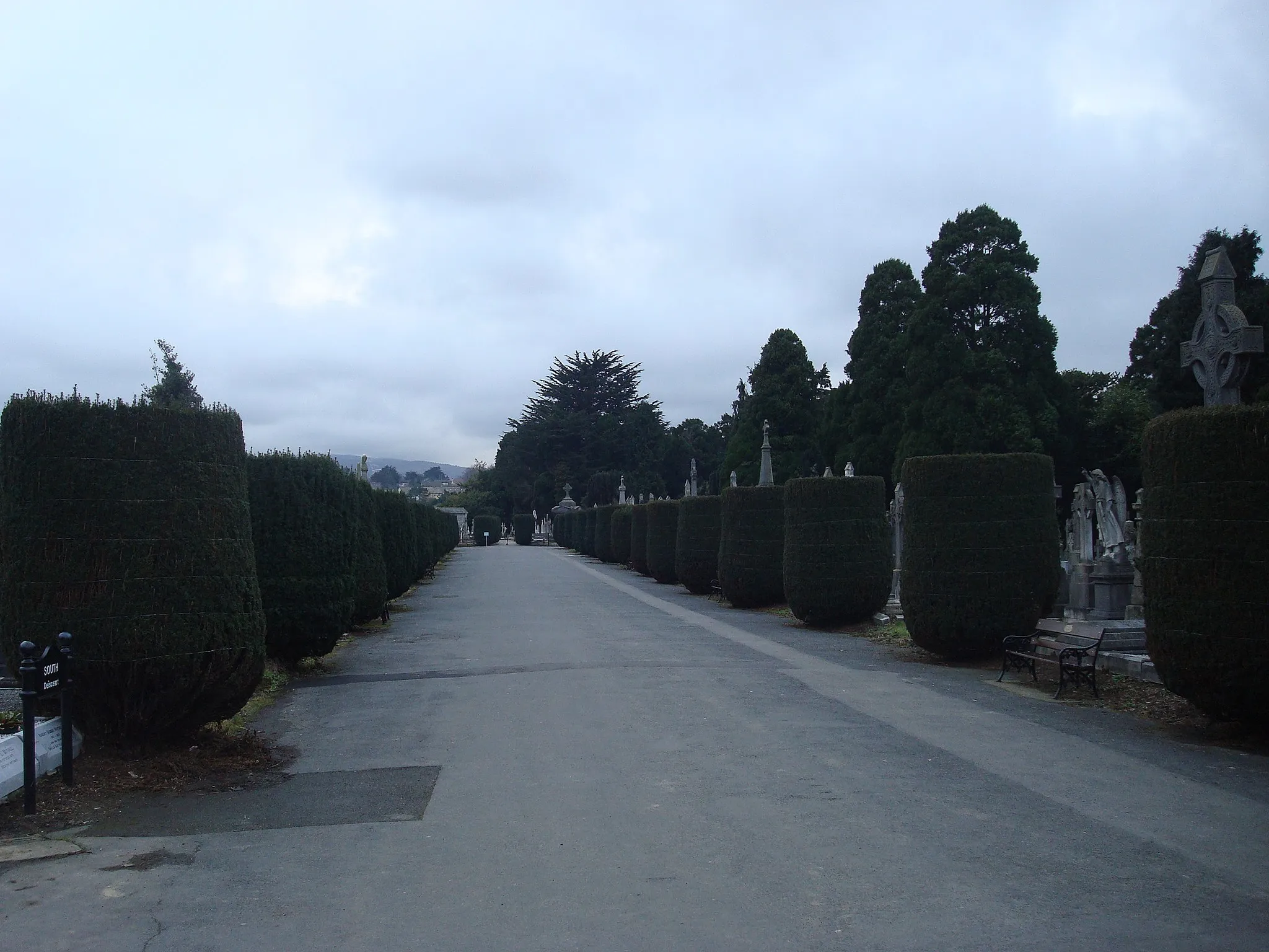 Photo showing: Dean's Grange Cemetery Main Walkway dividing the North (Catholic) and South (Protestant) sections