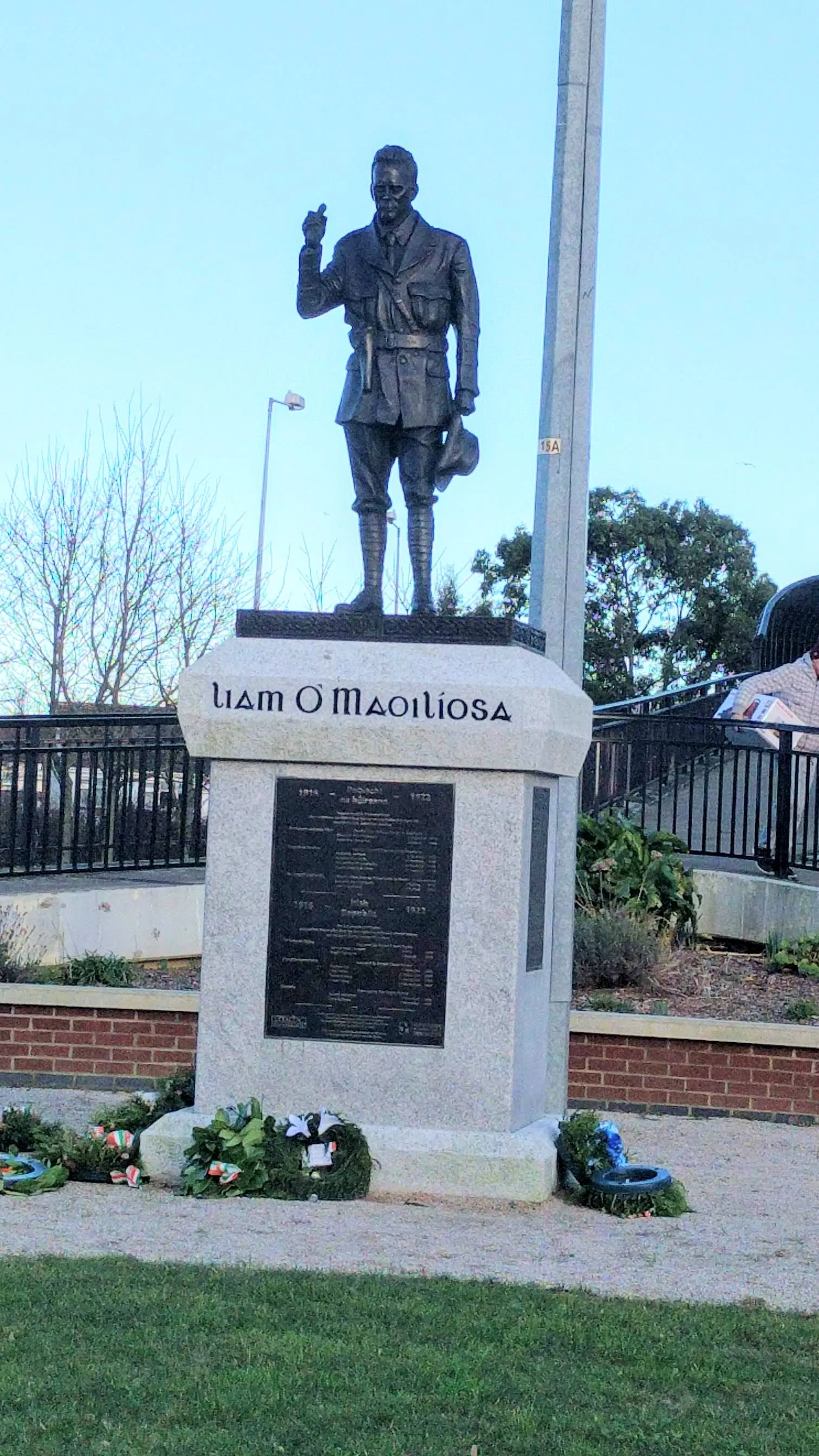 Photo showing: Liam Mellows memorial statue at Casement Road, Finglas, Dublin. In the townland of Cardiffscastle, in the civil parish of Finglas, in the barony of Castleknock.