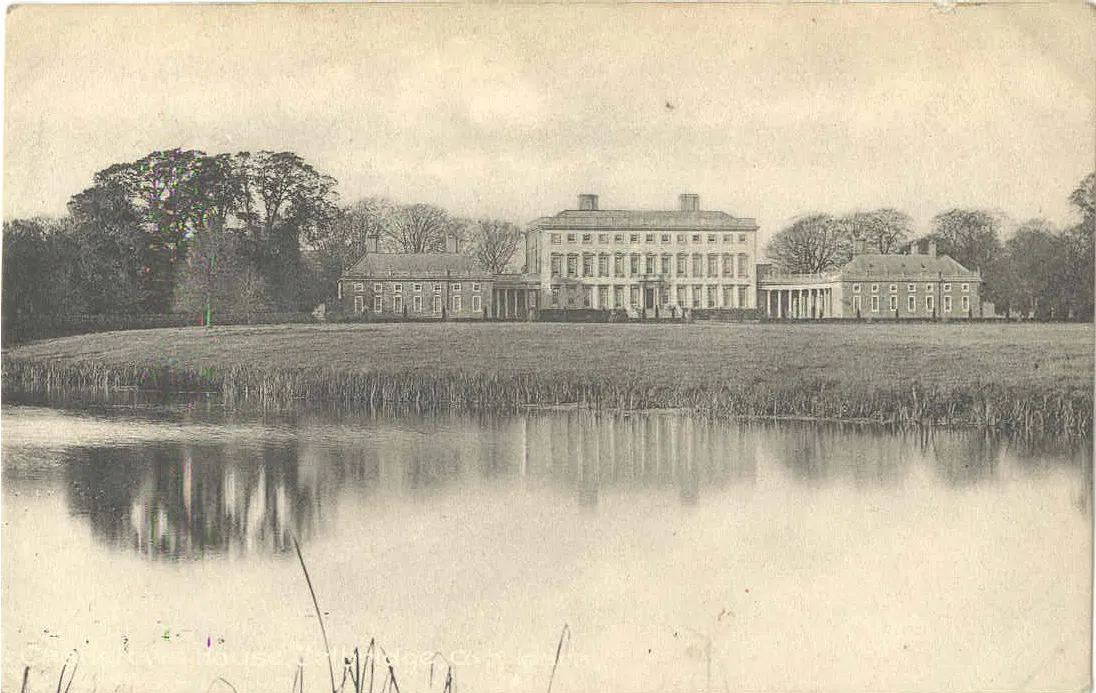 Photo showing: Castletown House, near Celbridge, Co. Kildare, Ireland - late 19th century photograph from the fields between the house and the River Liffey, showing an almost full view of this major Palladian house.