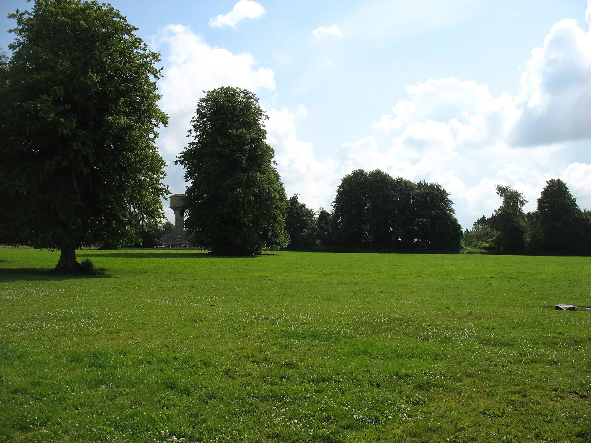 Photo showing: Field and water tower at Mountmellick