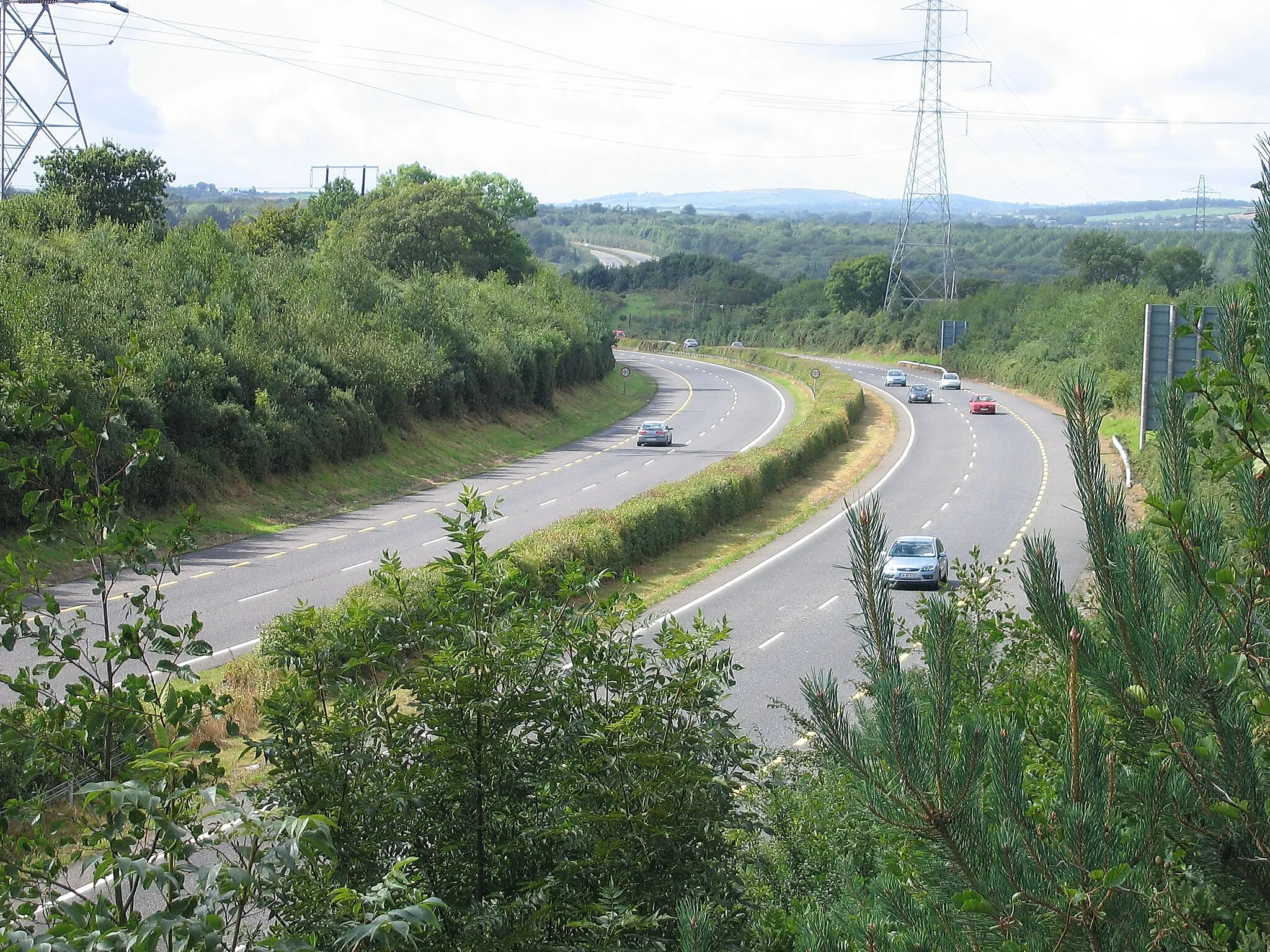 Photo showing: Near Arklow, County Wicklow The N11 Arklow bypass looking south. It is now part of the M11 motorway.