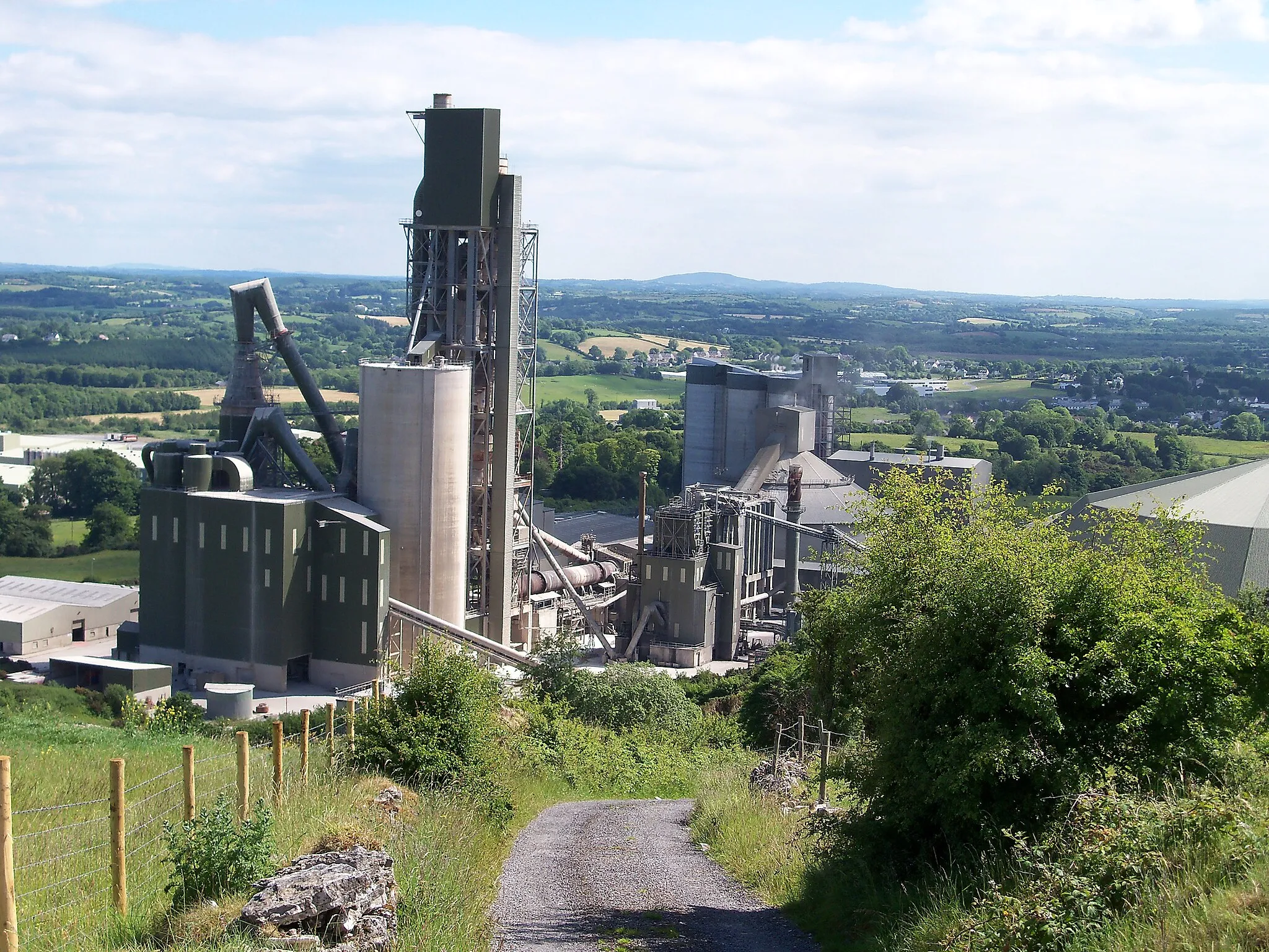 Photo showing: Ballyconnell, County Cavan. Quinn Cement factory and surrounding countryside.