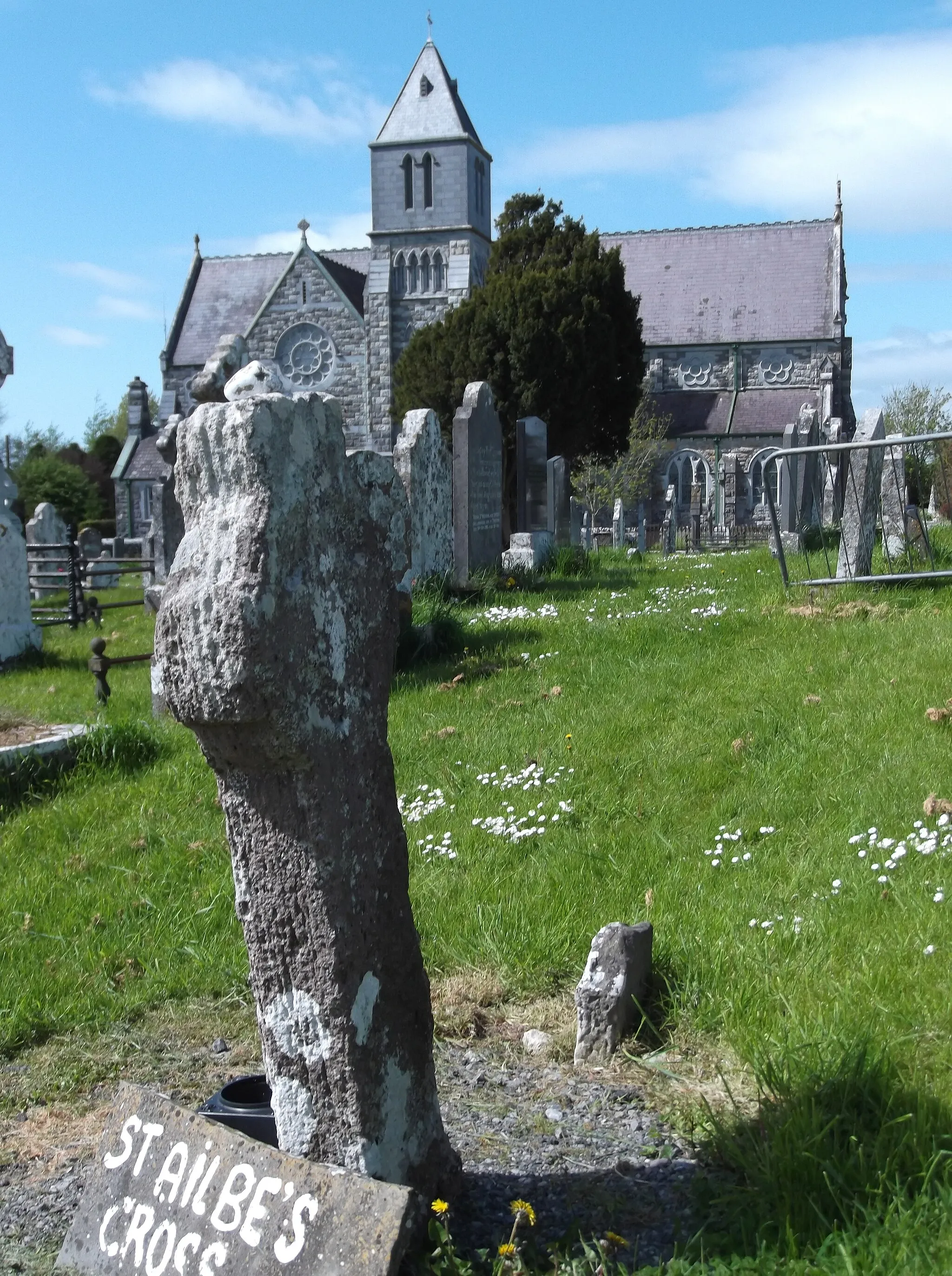 Photo showing: Photograph of St Ailbe's Cross, and Church of St Ailbe, Emly, Co. Tipperary, on the site of an earlier cathedral and monastery