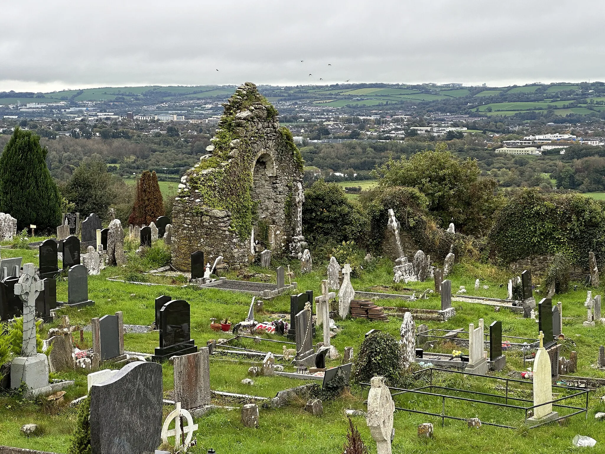 Photo showing: Curraghkippane Cemetery, view of the old chapel