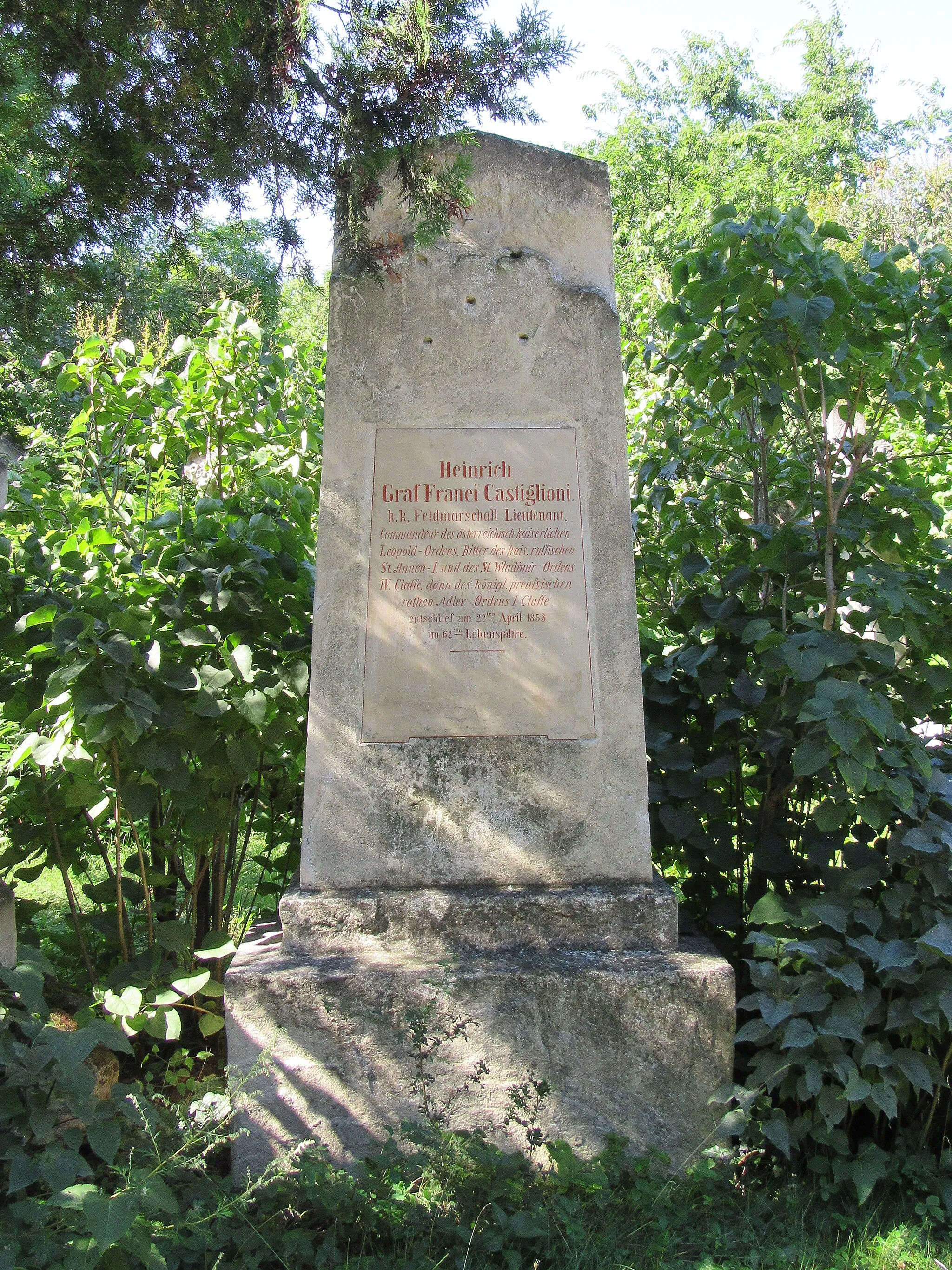 Photo showing: Grave of General Count Heinrich Castiglioni (1790–1853). St. Marx Cemetery, Vienna