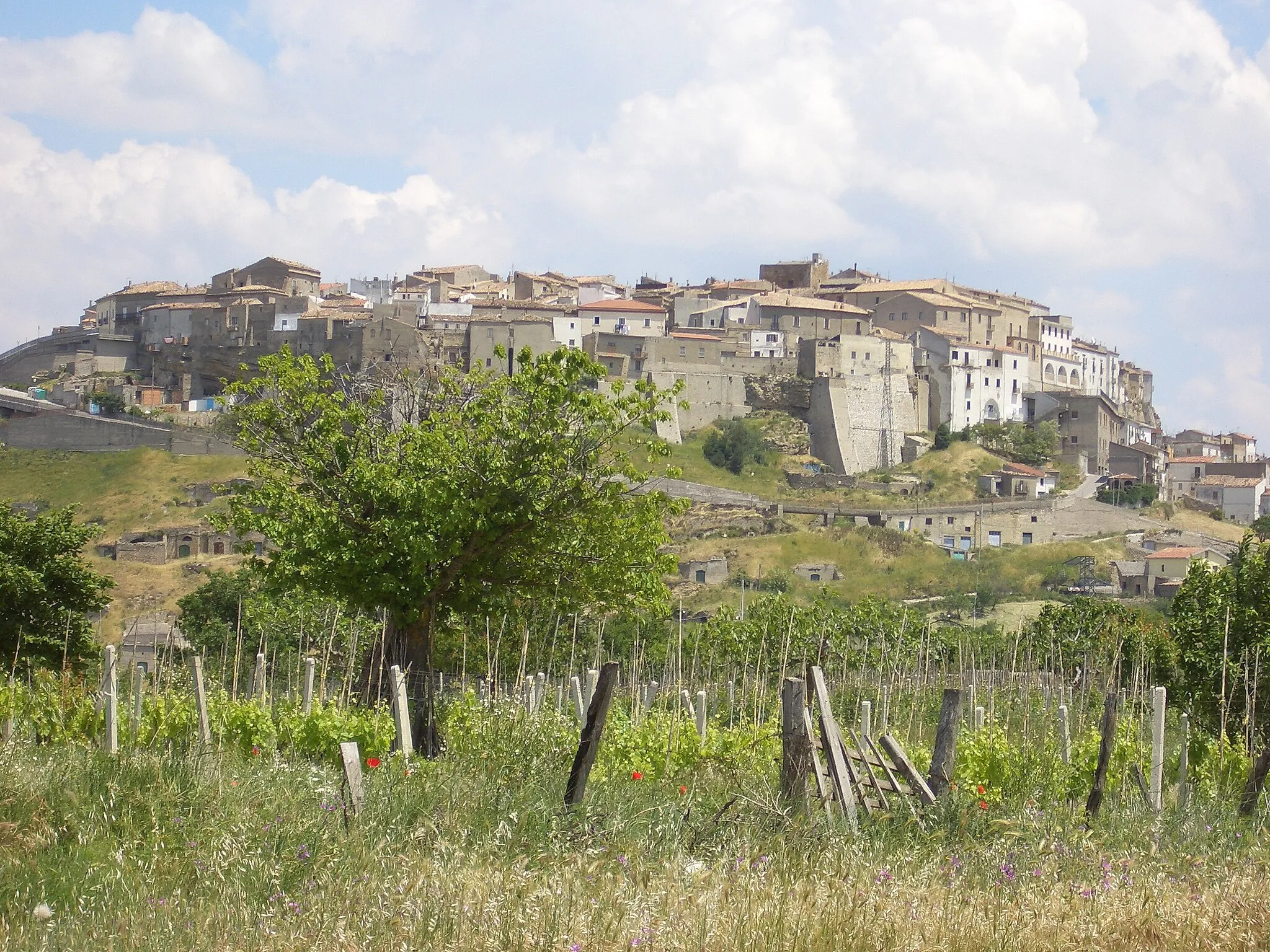 Photo showing: The walled city of Acerenza, ancient Acherontia, duchy of the Princes of Belmonte, in the region of Basilicata. It is located in the province of Potenza, Italy.
