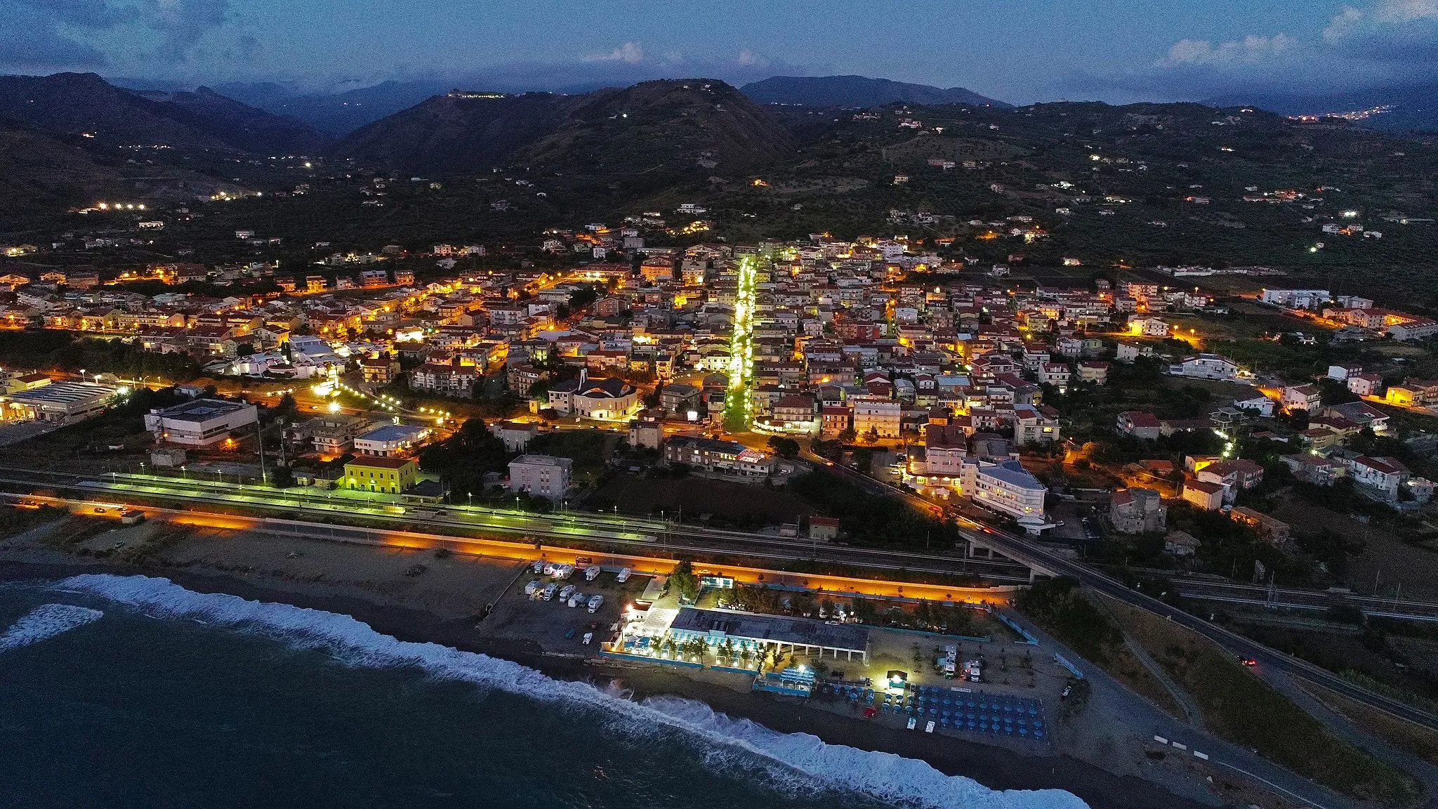 Photo showing: Panorama by night Campora San Giovanni on drone 2020
