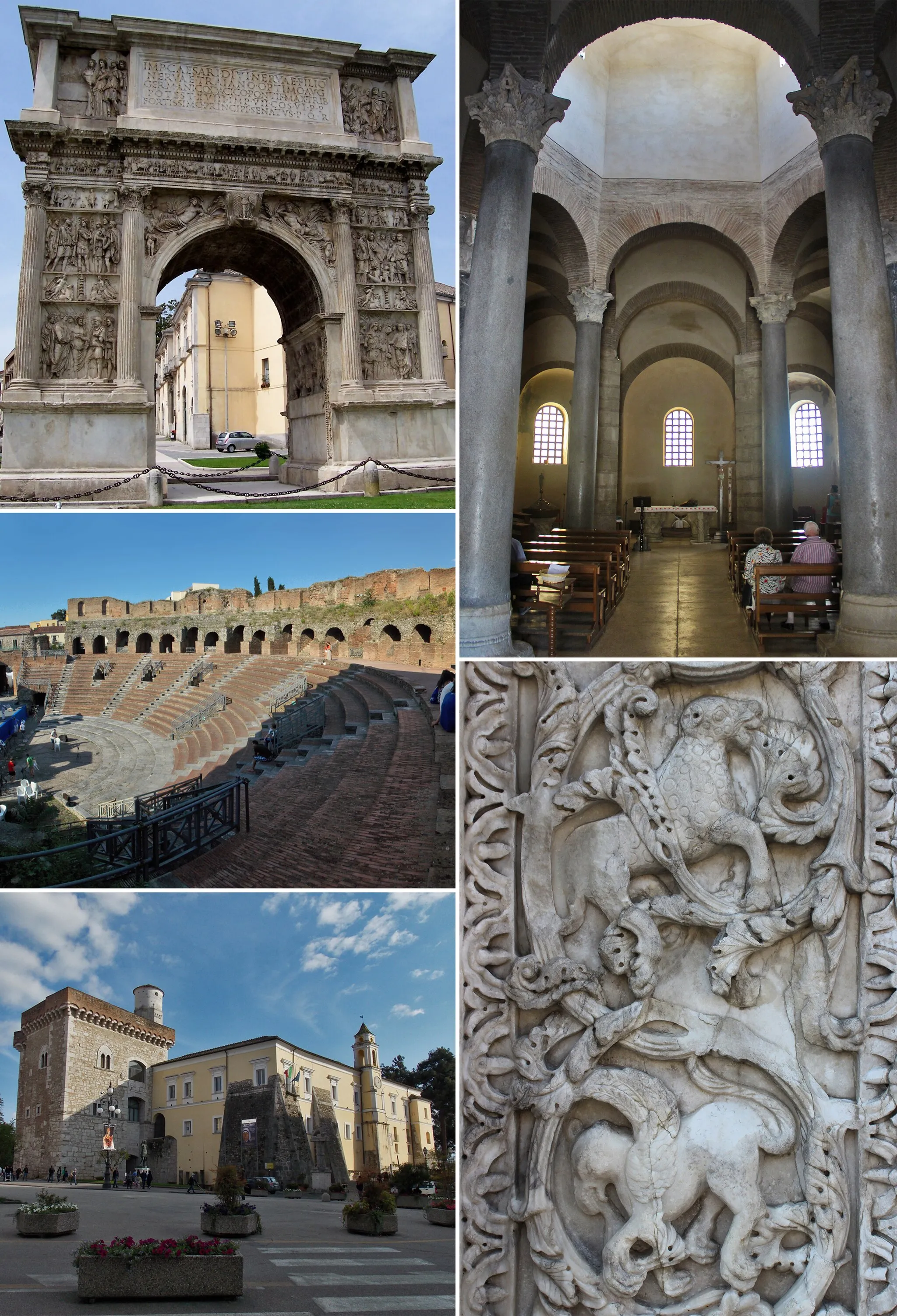Photo showing: Collage of some of the main landmarks of Benevento