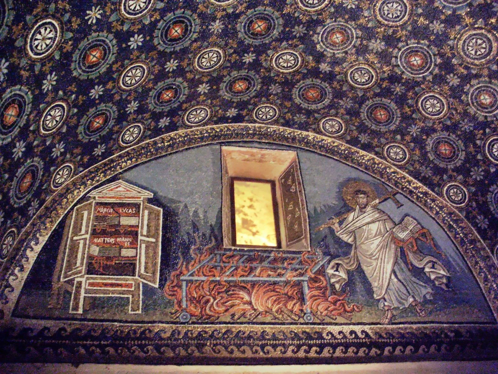 Photo showing: Martyrdom of Saint Laurentius - Mosaic in the Mausoleum of Galla Placidia in Ravenna 8293_placidia-mausoleum