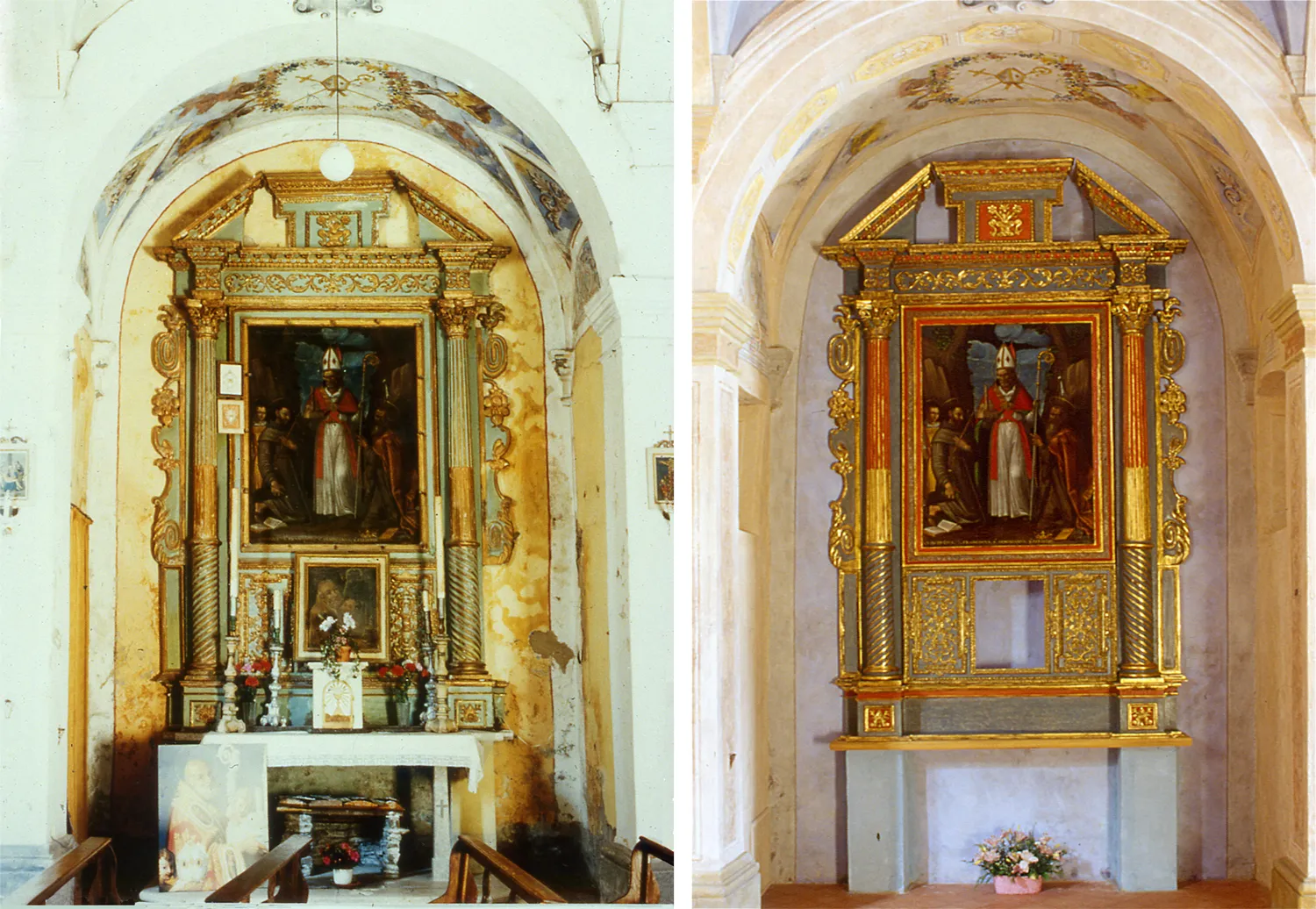 Photo showing: Autore: Silvio Leoni, Cappella di San Geminiano prima e dopo il restauro. Olina, chiesa parrocchiale