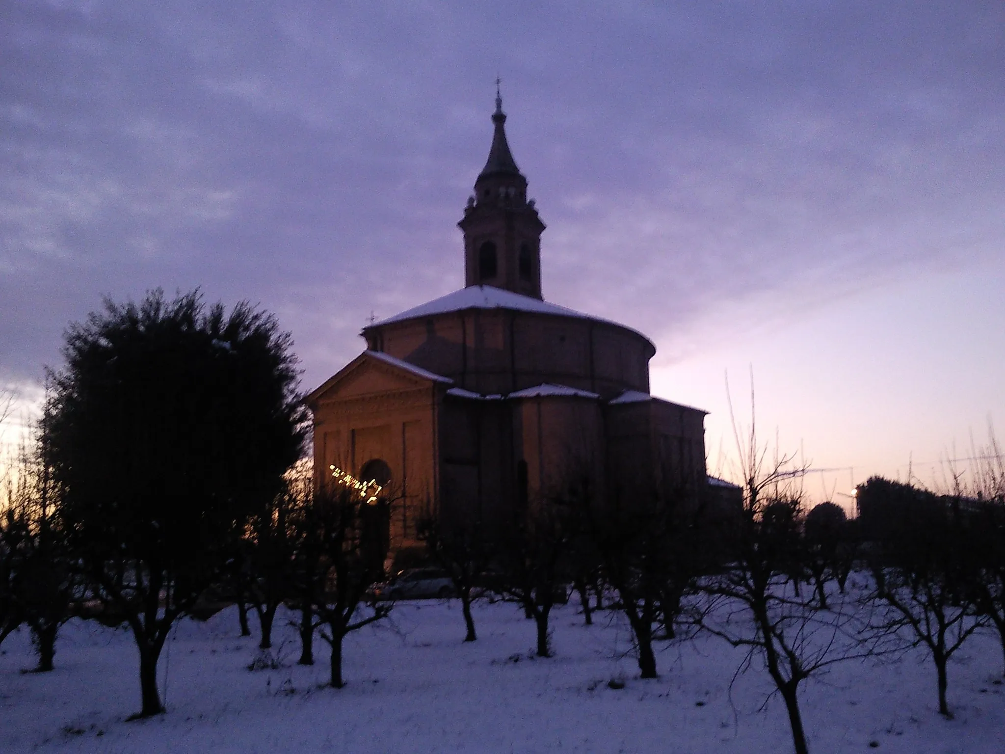Photo showing: Chiesa di Barbiano al tramonto.