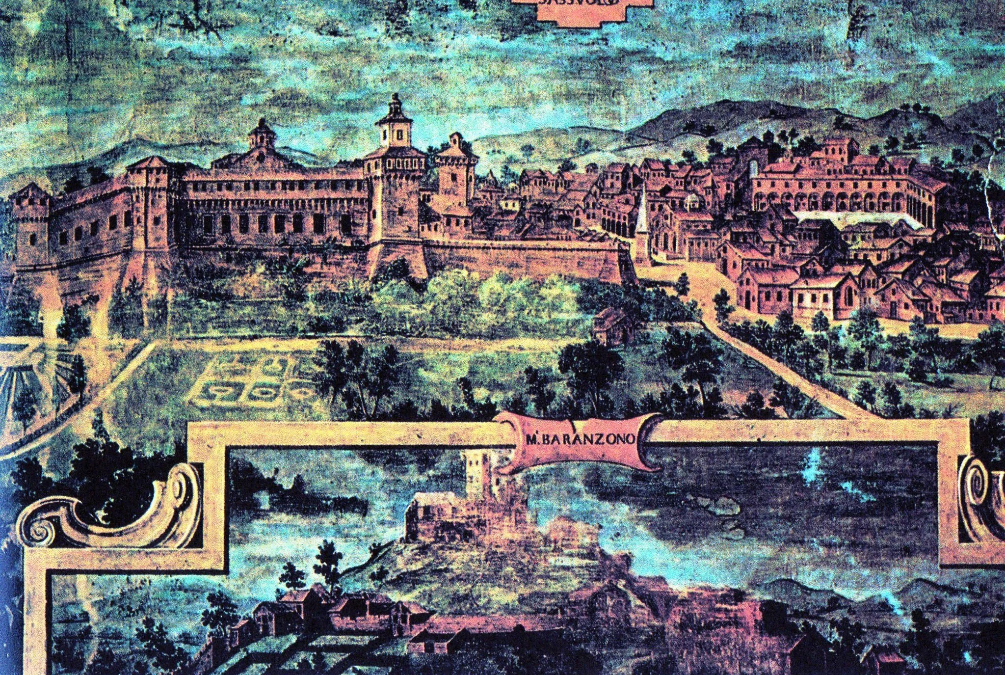 Photo showing: affresco di Cesare Baglione nel castello di Spezzano, raffigurante la rocca di Sassuolo (Modena) nel 1596