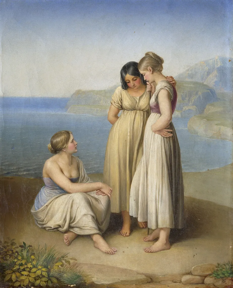 Photo showing: Drei junge Frauen am Meeresgestade