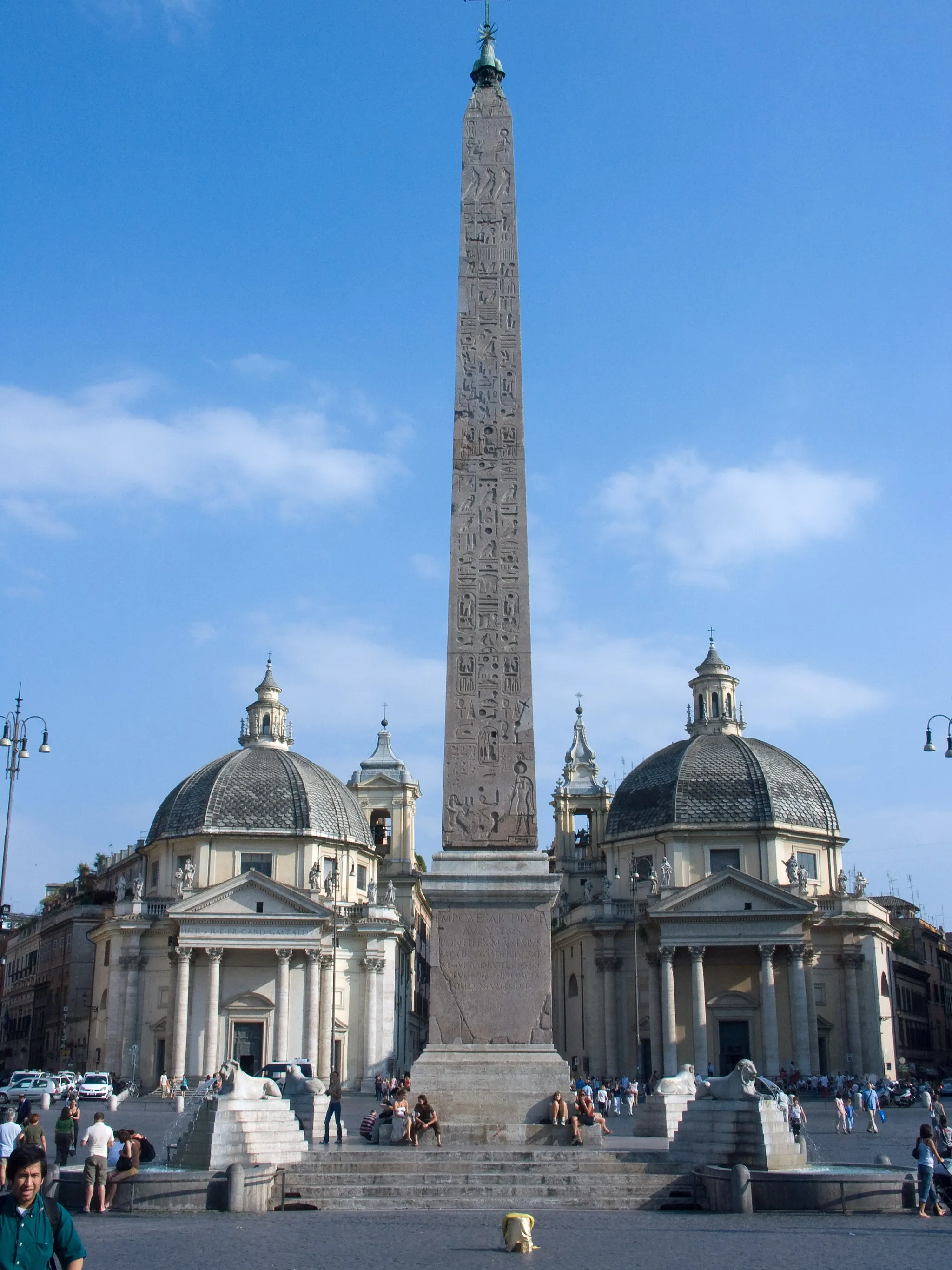 Photo showing: Rome, Piazza del Popolo, Obélisque et églises Santa Maria