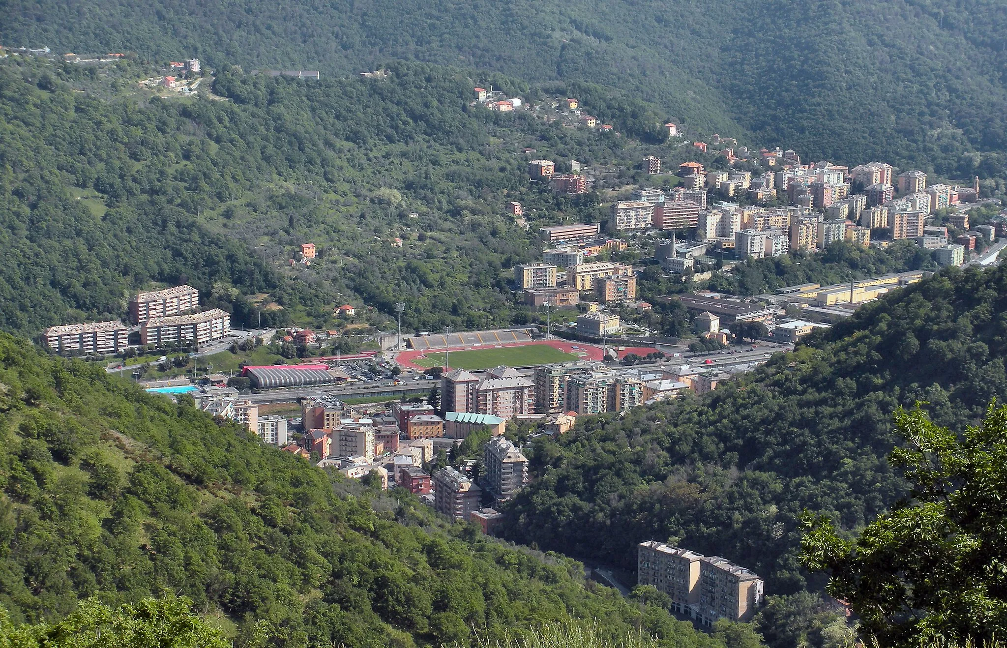 Photo showing: Genoa (Italy), Bisagno Valley, Montesignano, S. Gottardo and Sciorba stadium