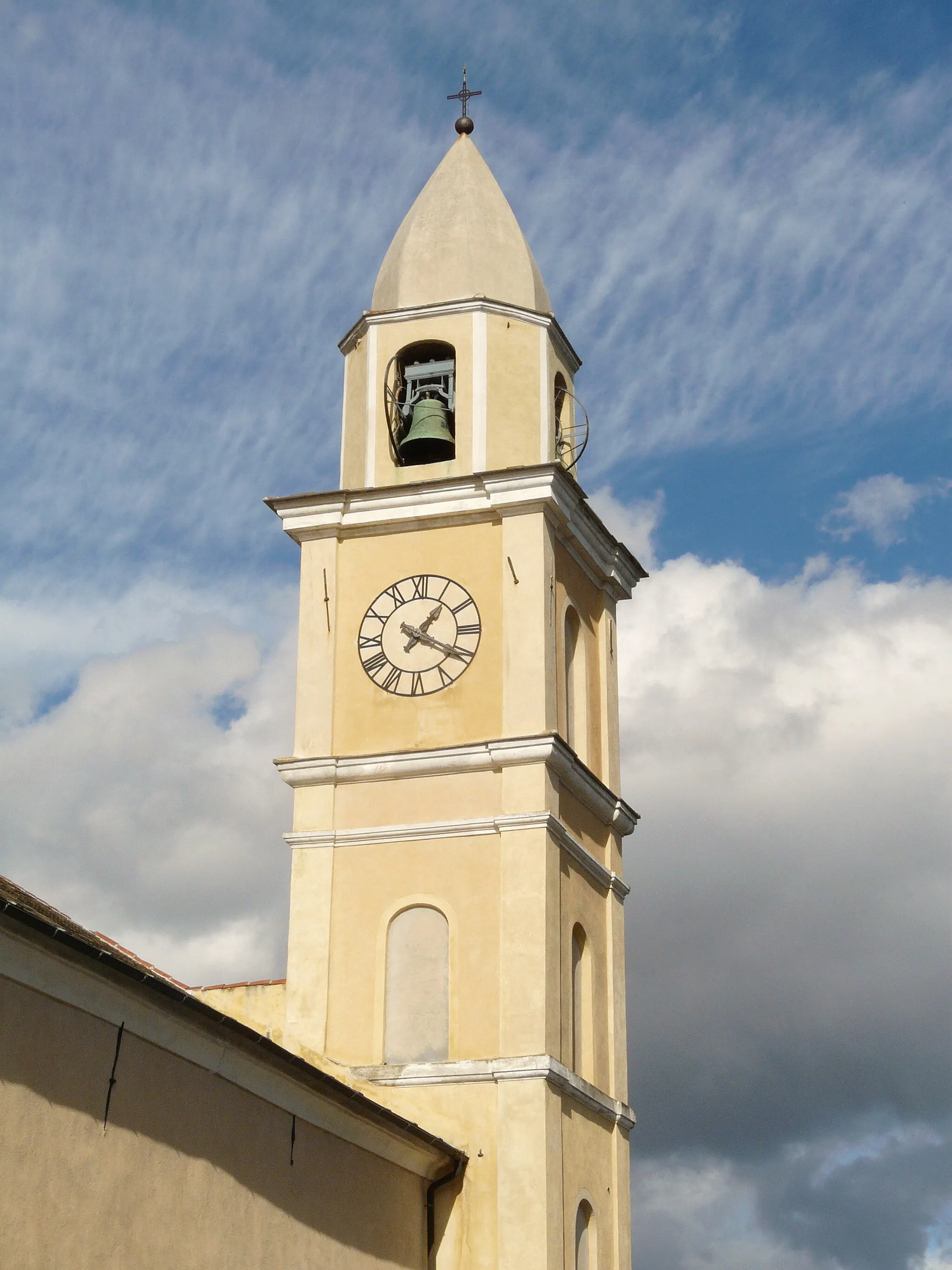 Photo showing: Il campanile della chiesa di San Lorenzo di Orco, Orco Feglino, Liguria, Italia