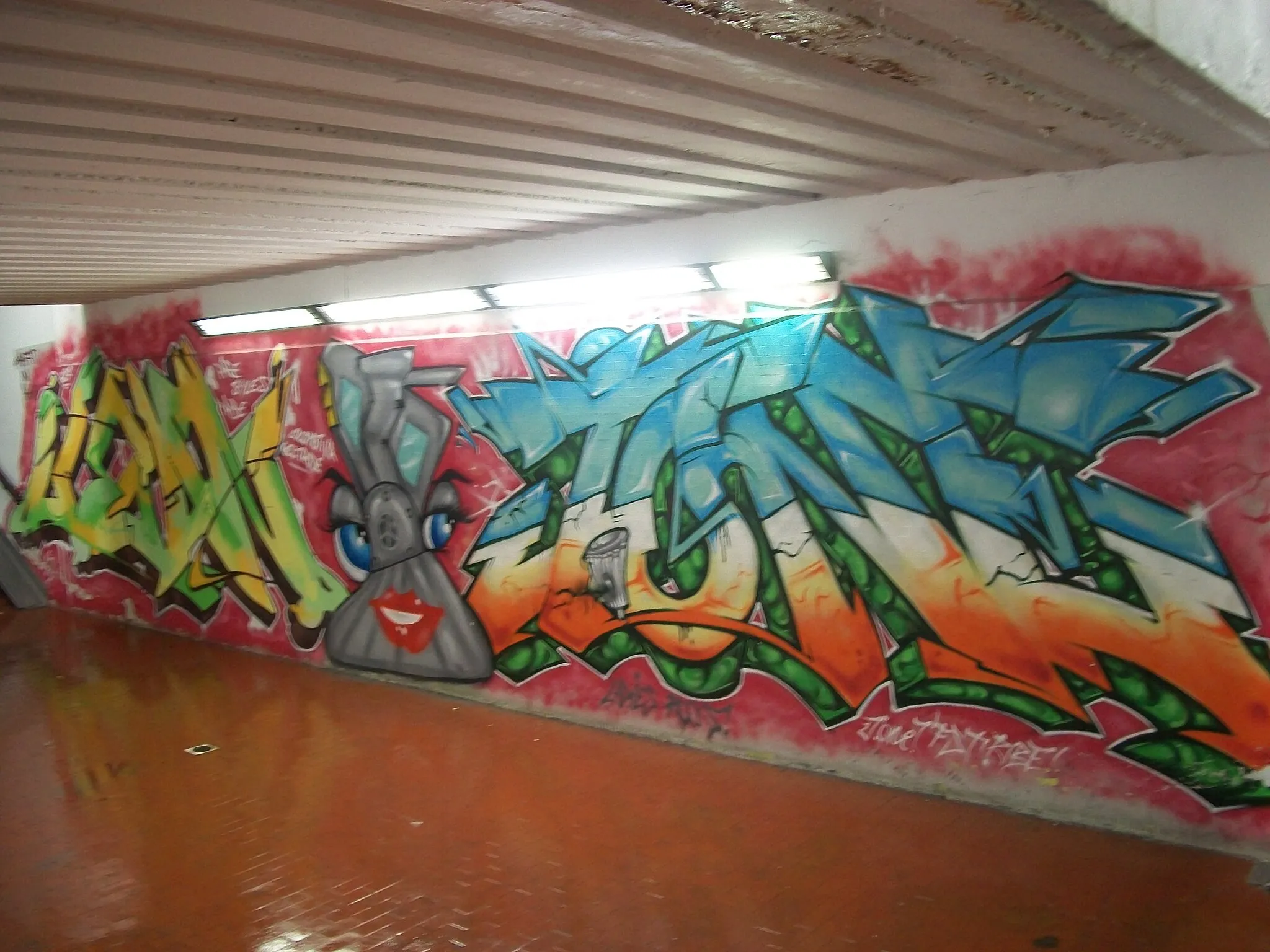 Photo showing: Canegrate train station - mural in the underpass