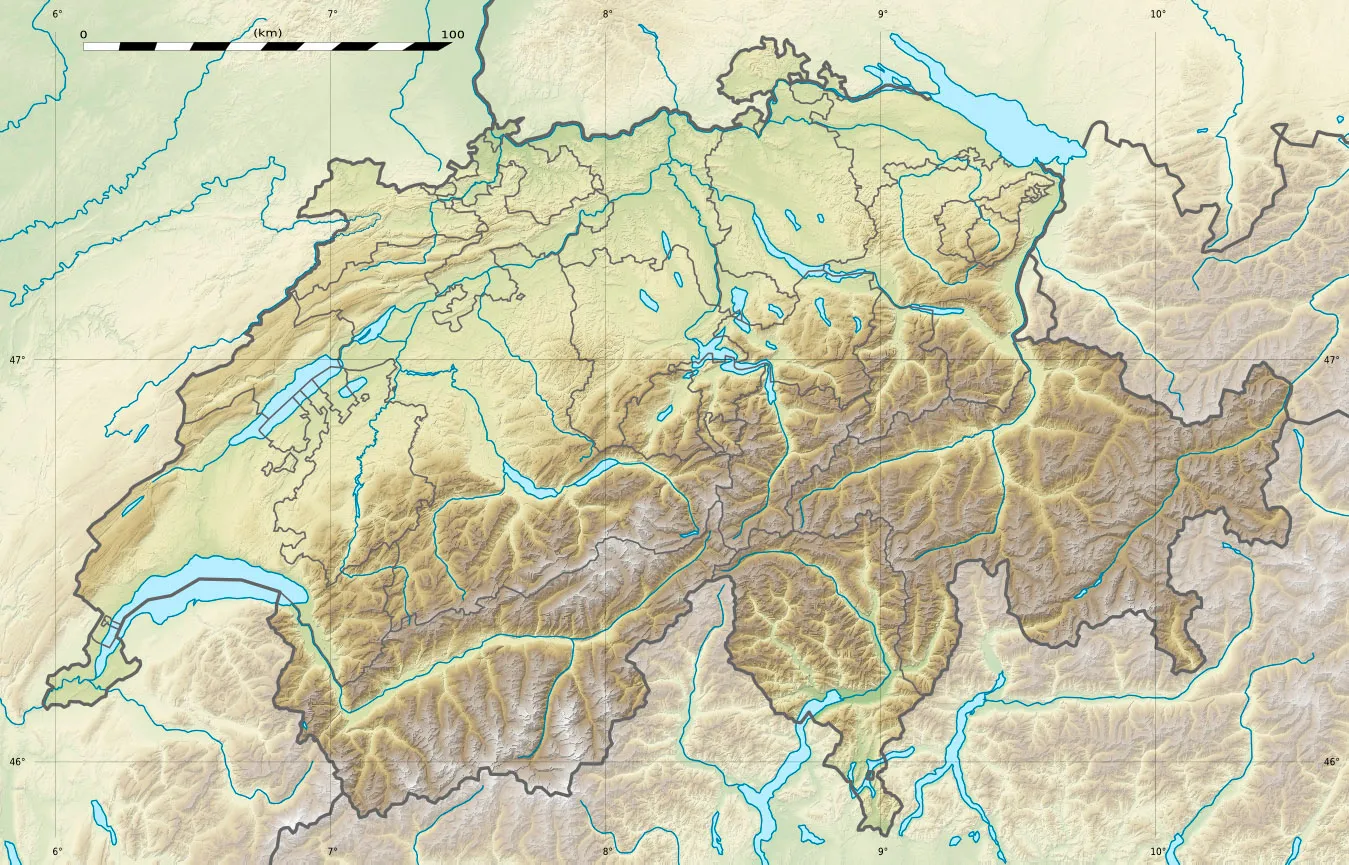Photo showing: Blank physical map of Switzerland, for geo-location purpose.