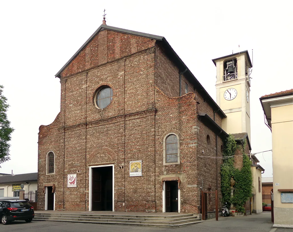 Photo showing: La chiesa parrocchiale di Sant’Ambrogio a Linate, frazione di Peschiera Borromeo.