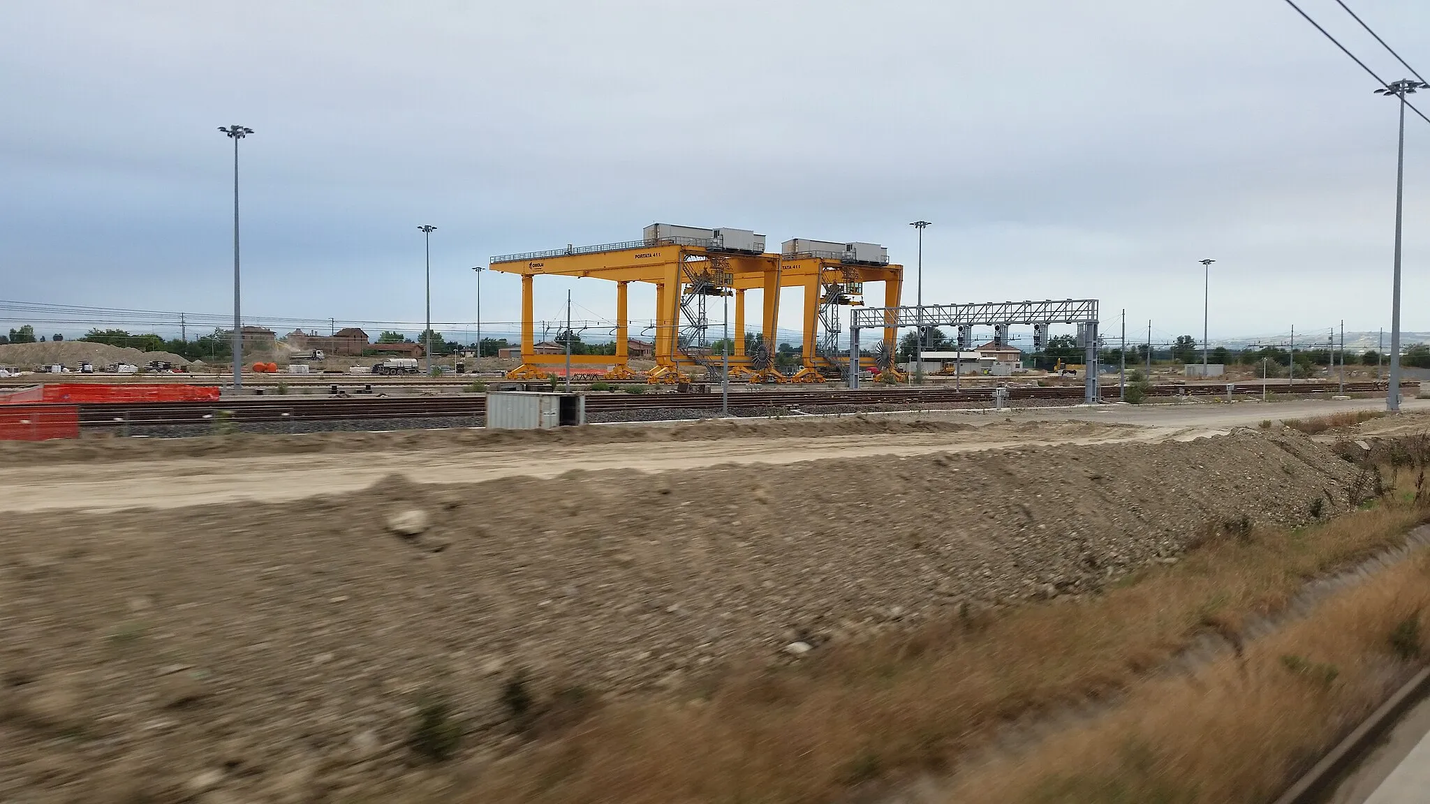 Photo showing: Marzaglia goods station - August 2015 - container crane, tracks and sidings