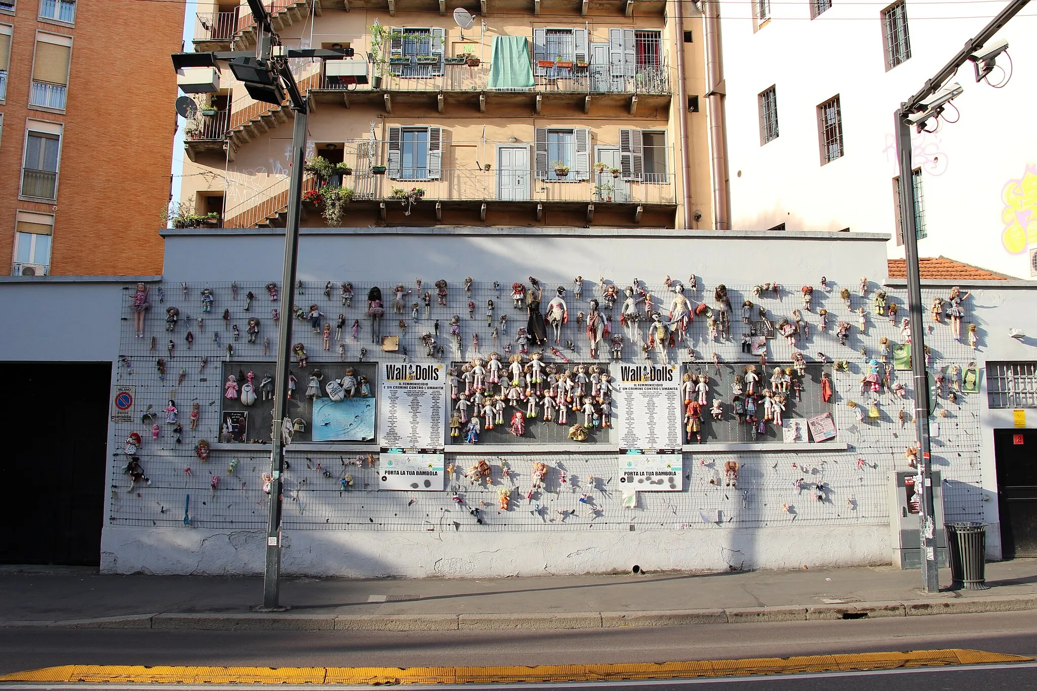 Photo showing: Ticinese - Via Edmondo de Amicis
"The Wall of Dolls" exhibit in Milan was unveiled to help shine a light on the increasing violence against women.

International fashion brands and designers created dolls for the wall.