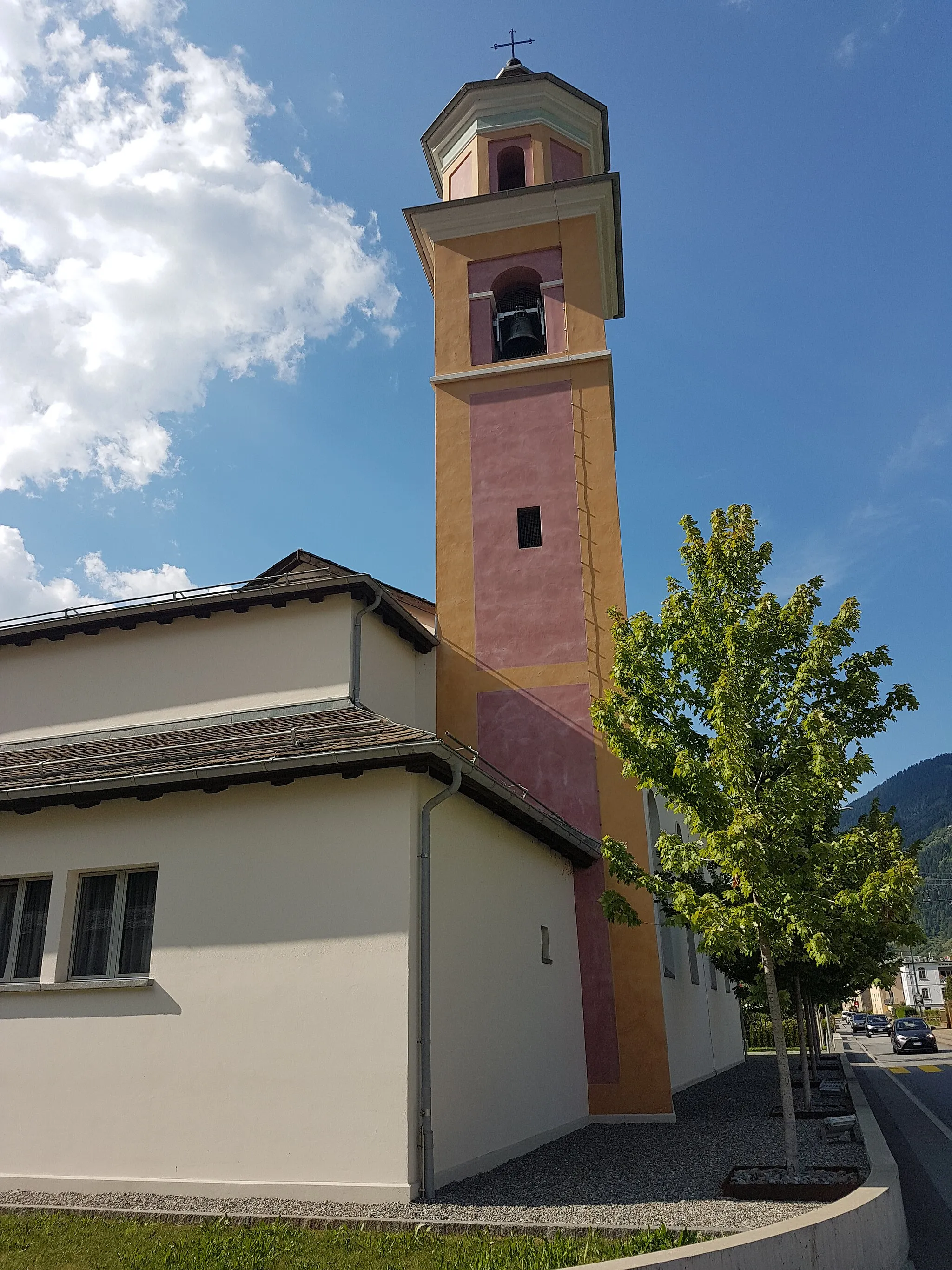 Photo showing: Le Prese in Valposchiavo, Grisons, Switzerland. Catholic Church of San Francesco d'Assisi.