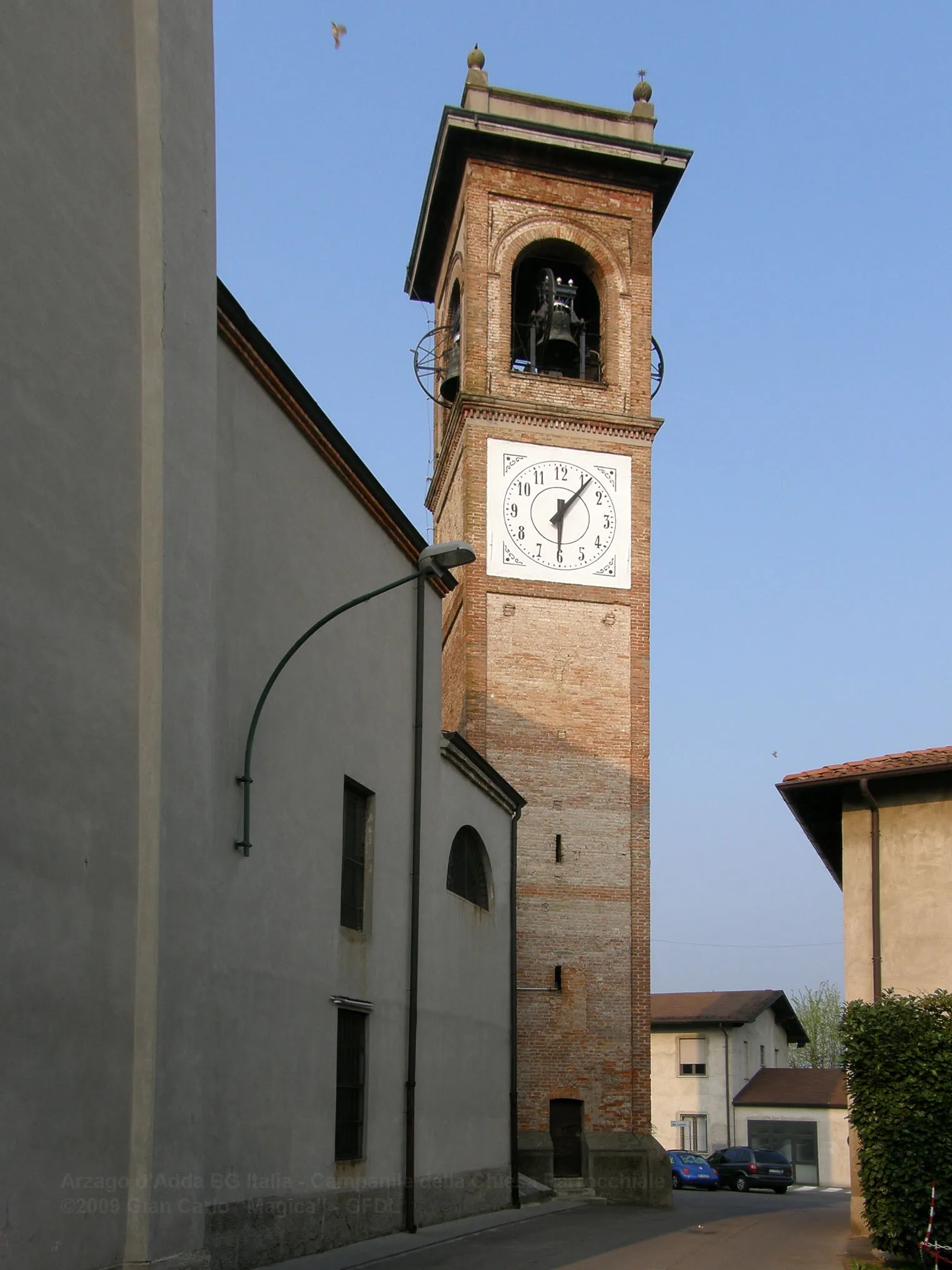 Photo showing: Arzago d'Adda BG Italy - Steeple of Parish Church