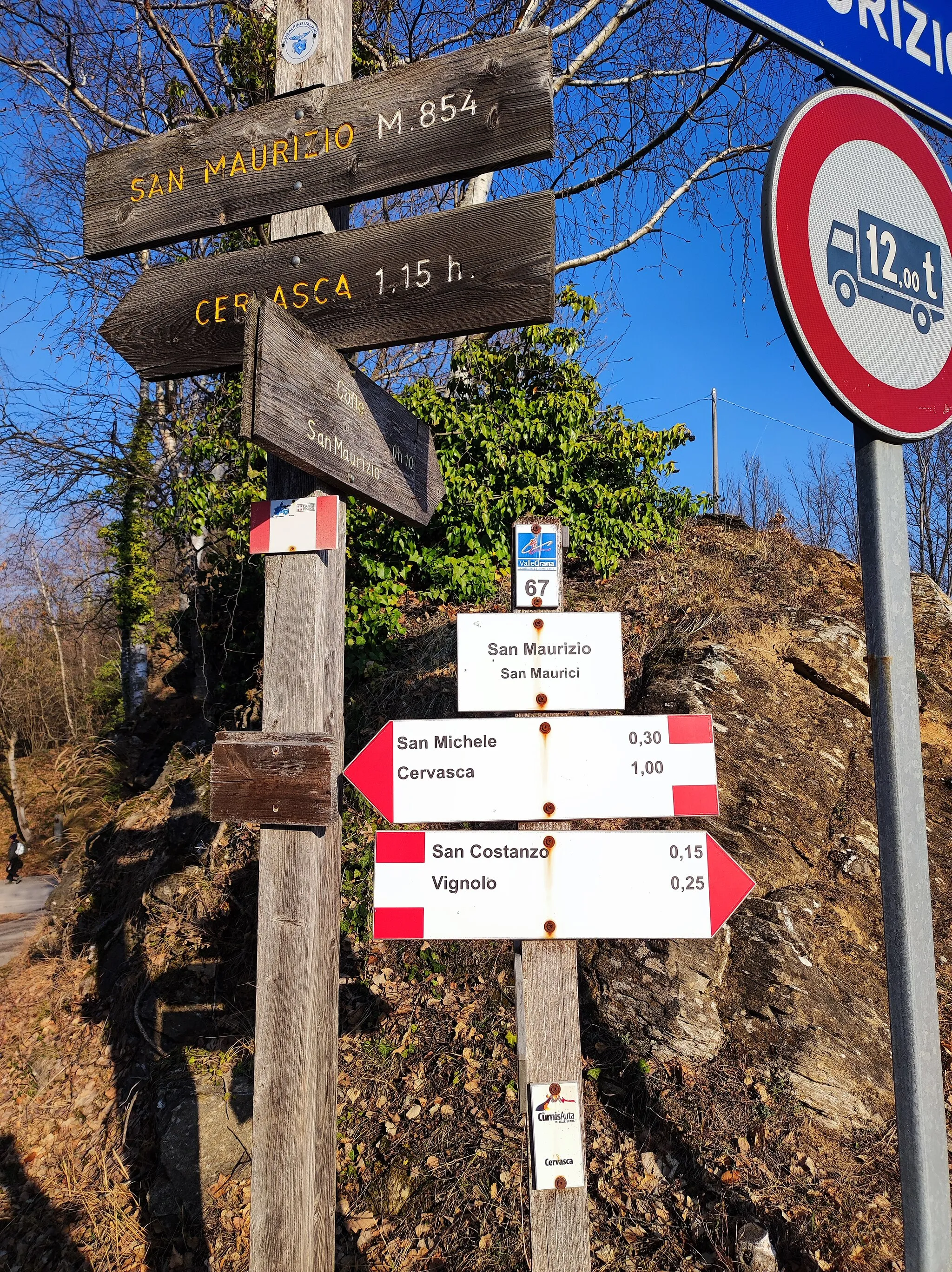 Photo showing: Guidepost in San Maurizio, Cervasca, Italy