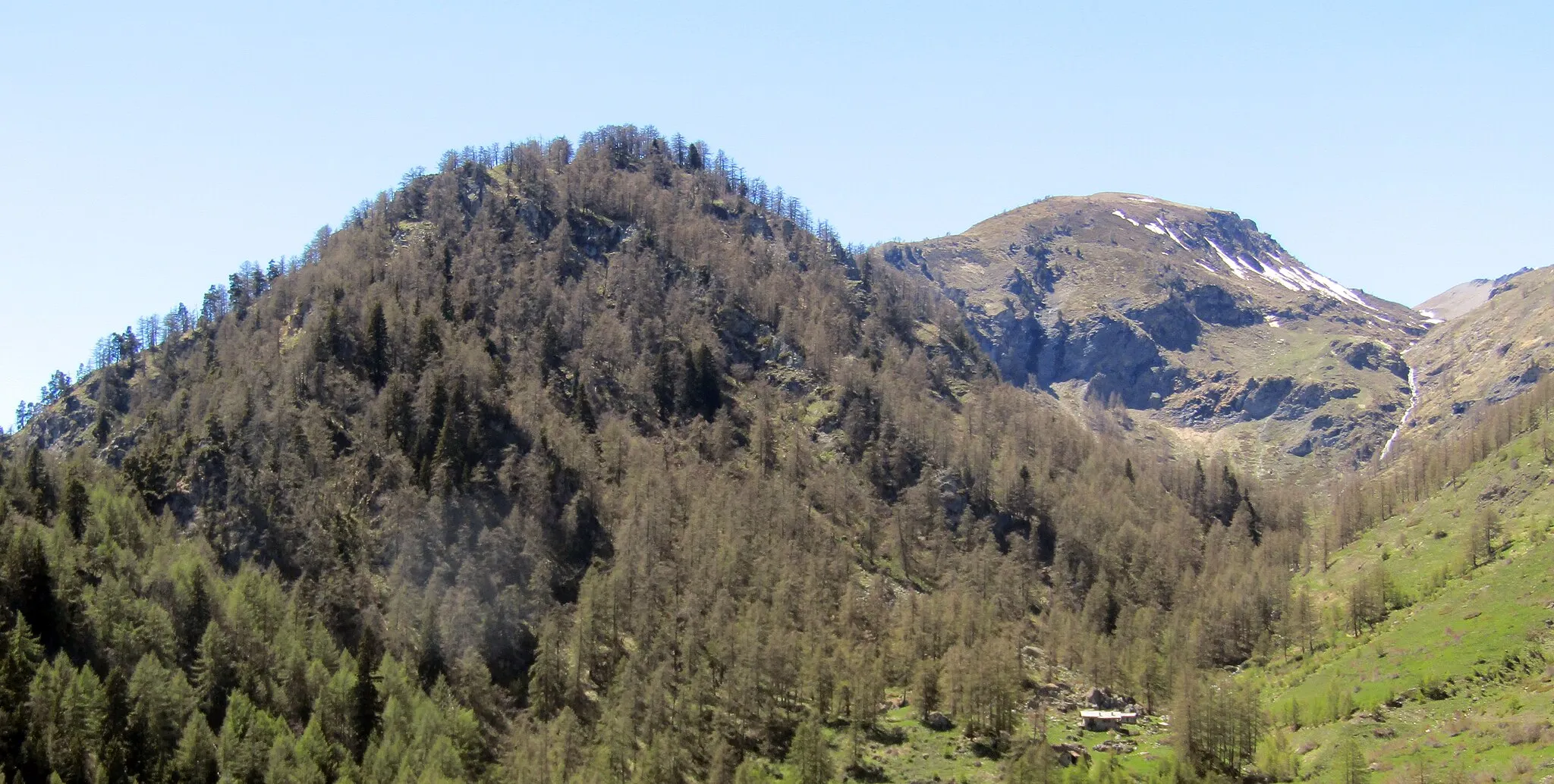 Photo showing: Rocca del Colle (Alpi Cozie), sulla destra il Gran Cerogne