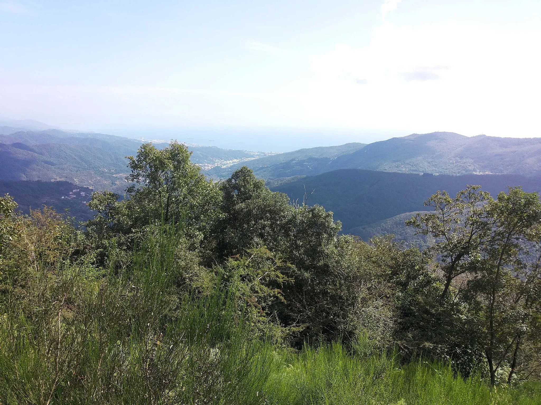 Photo showing: Vista panoramica della valle del Quiliano scattata lungo l'Alta Via nei pressi della Colla del Termine