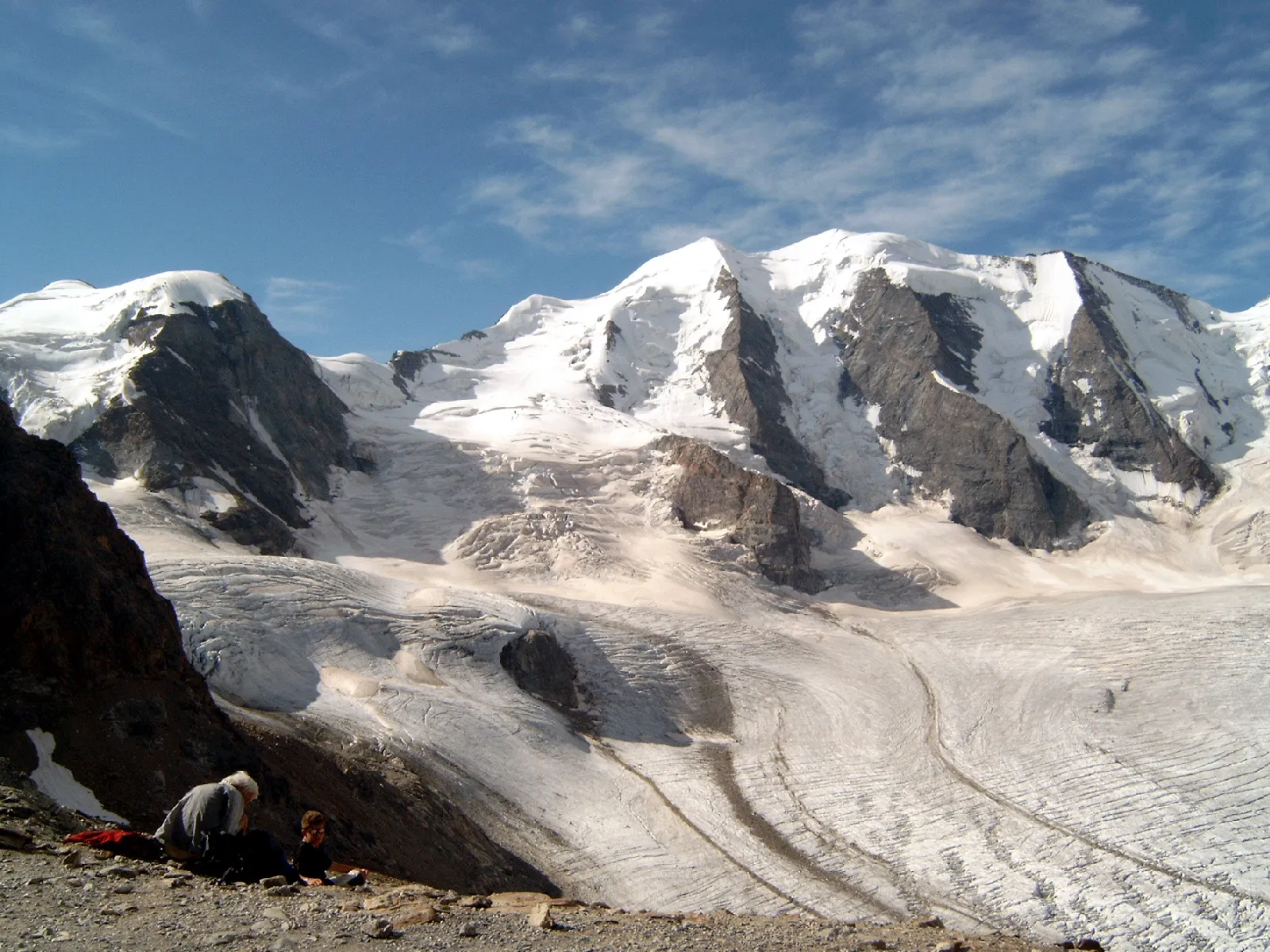 Photo showing: Piz Palü with Vadret da Diavolezza (Diavolezza glacier), Engadin, Switzerland